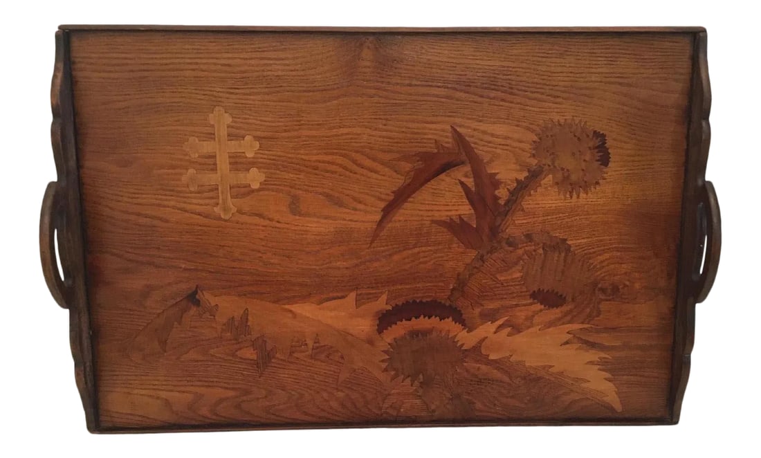 Emile Gale' French Cross De Lorraine Art Nouveau Marquetry Wood Tray (1 of 10)