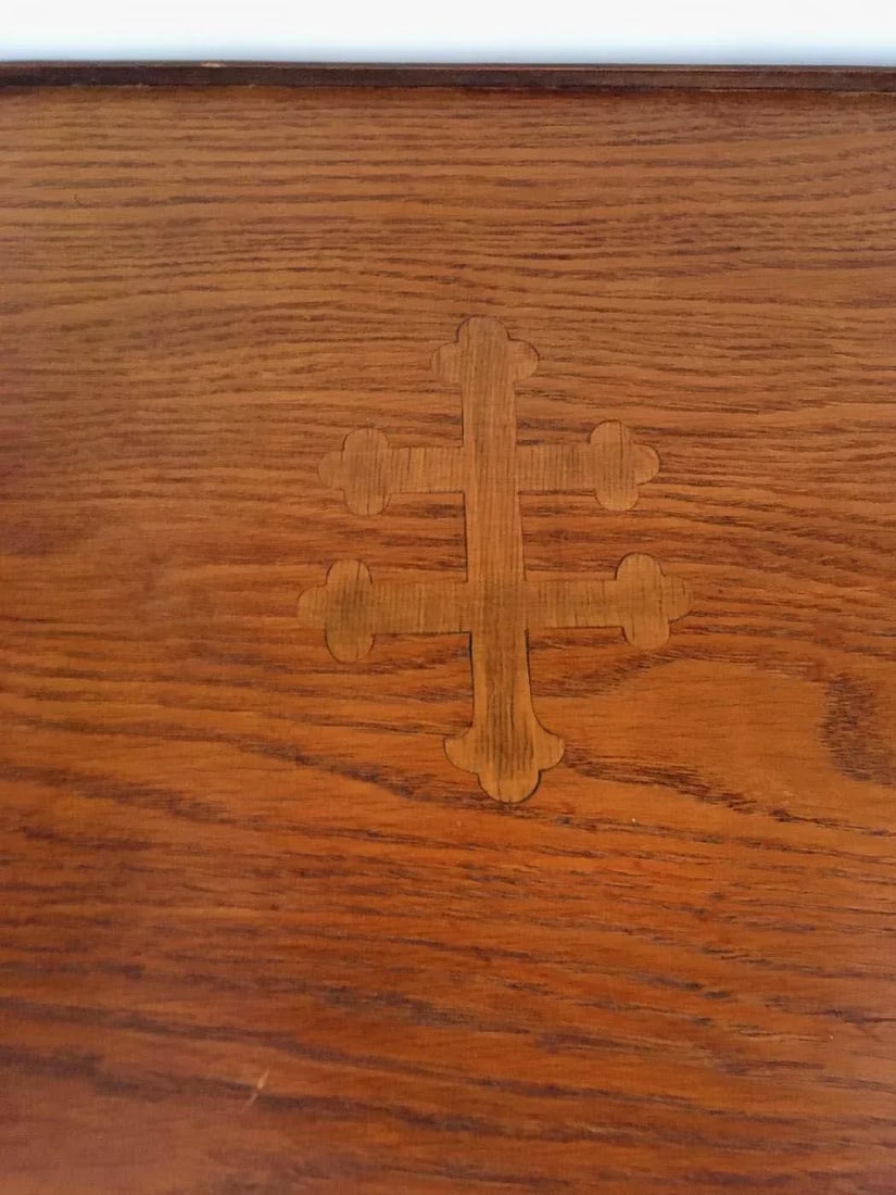 Emile Gale' French Cross De Lorraine Art Nouveau Marquetry Wood Tray - 5