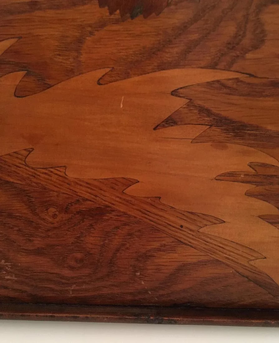Emile Gale' French Cross De Lorraine Art Nouveau Marquetry Wood Tray - 6