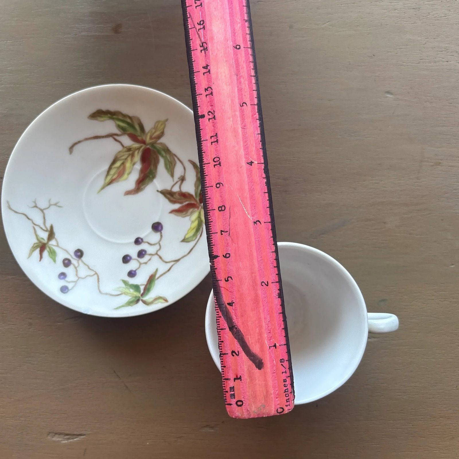 Circa 1770 Antique Bow Porcelain Tea Cup and Saucer With Hand Painted Designer Mark - 8