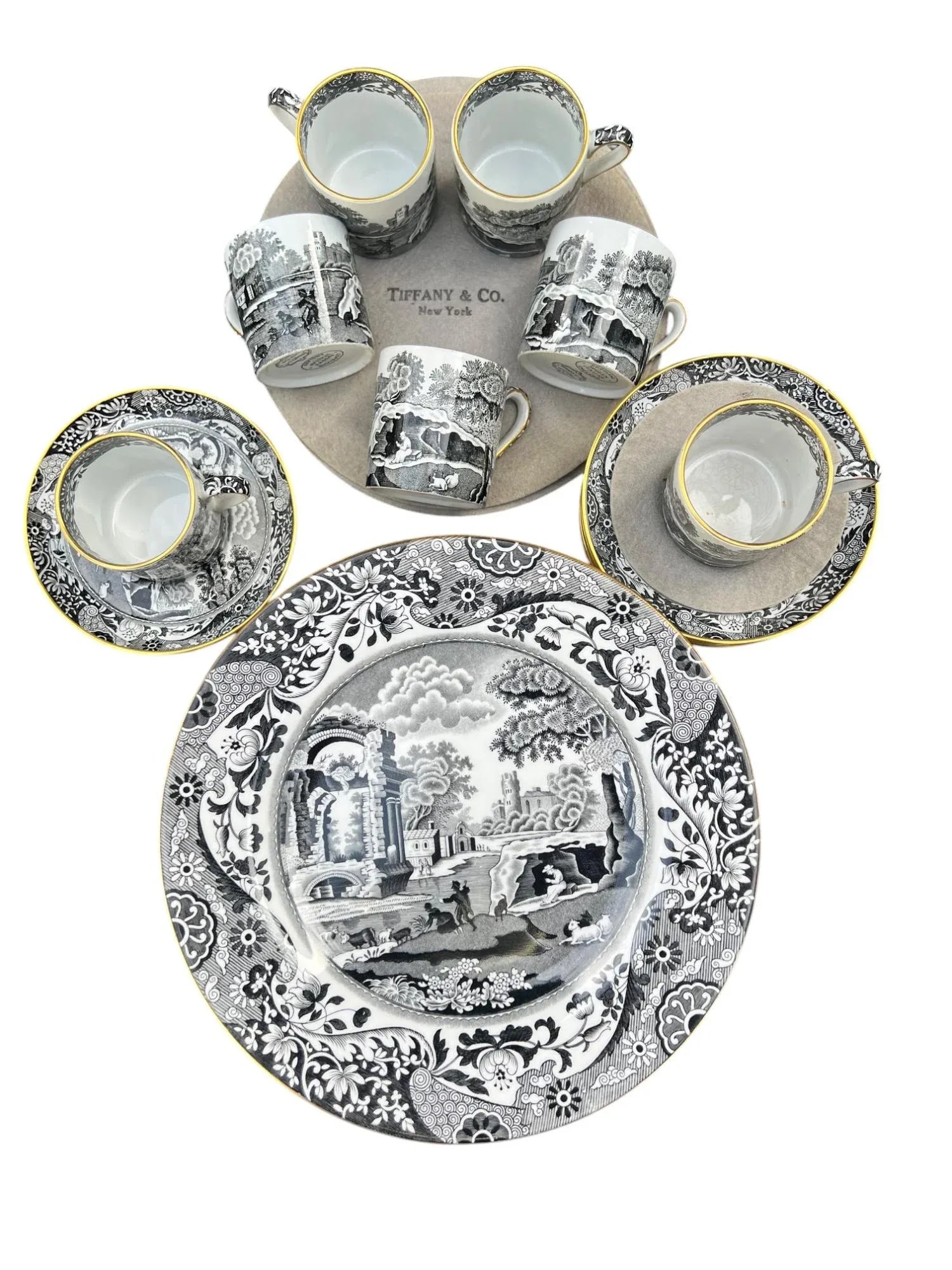 1940s Tiffany & Co.'s Spode "Italian" Pattern Demitasse & Dessert Set - 6
