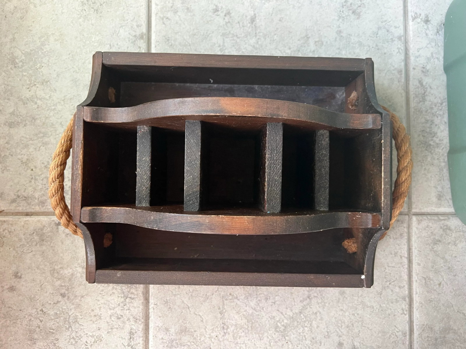 Mid Century Vintage Wooden Storage Caddy Desk Organizer - 2