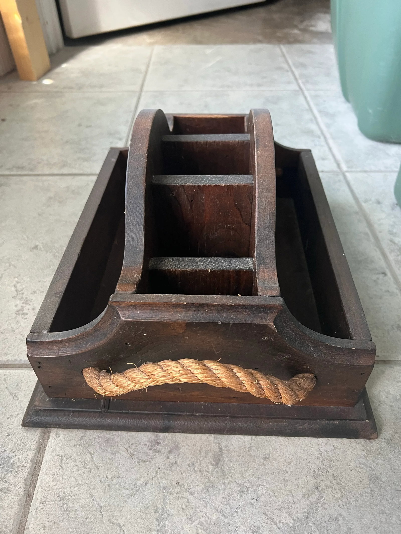 Mid Century Vintage Wooden Storage Caddy Desk Organizer - 4