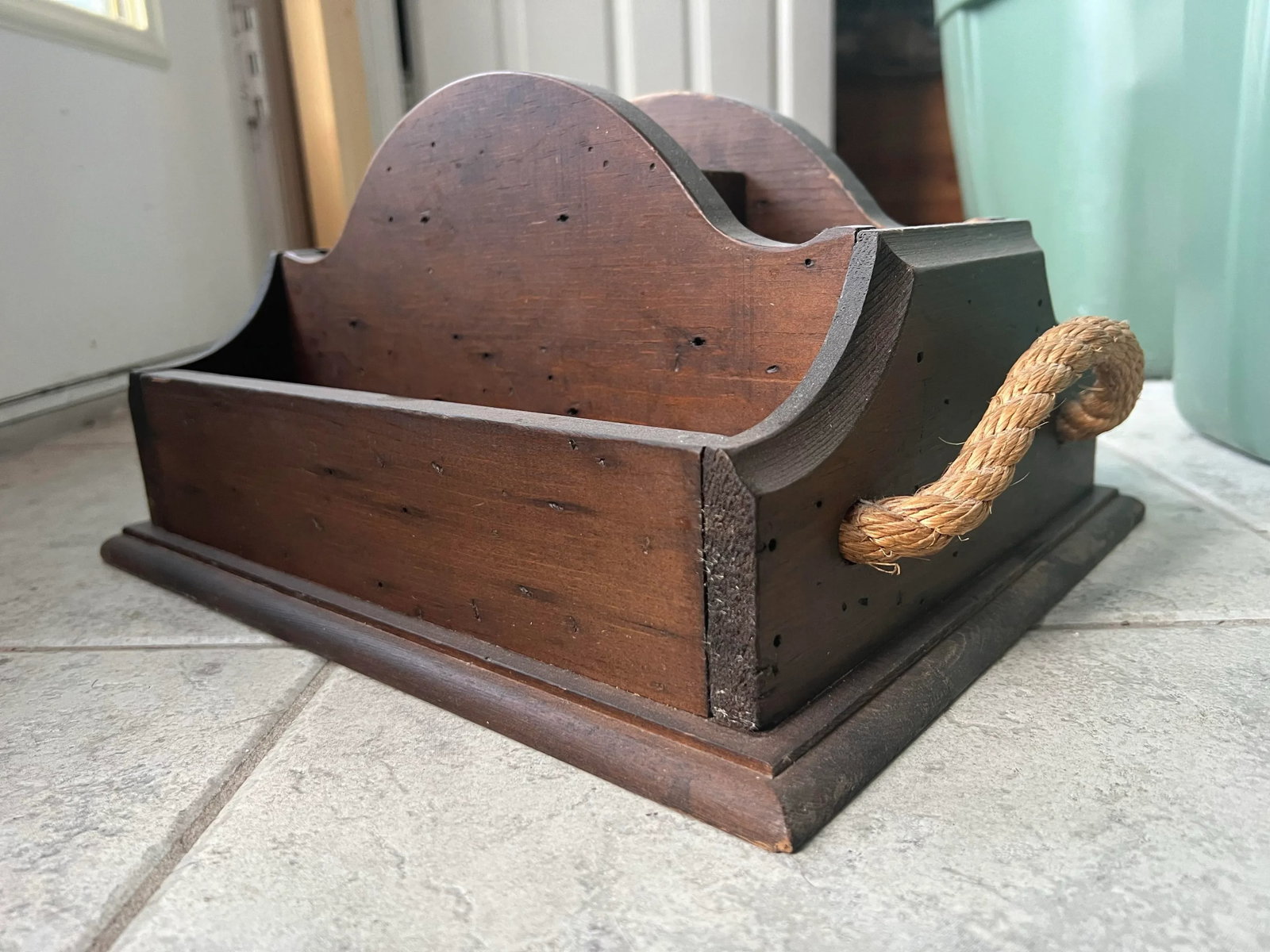 Mid Century Vintage Wooden Storage Caddy Desk Organizer - 6