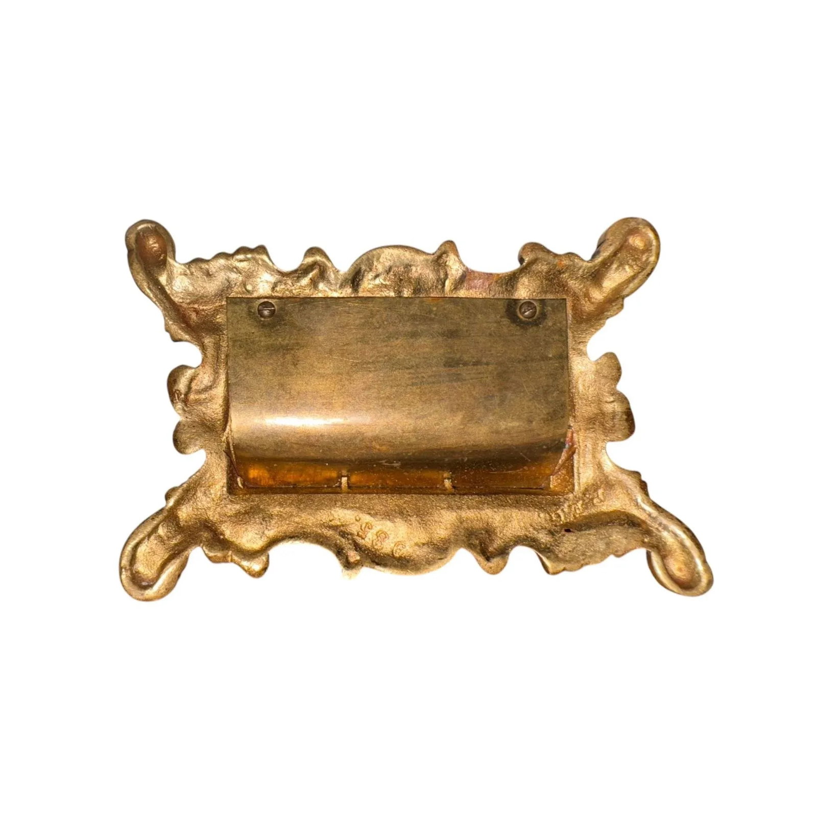19th C. Bronze Rococo Stamp Box With Mythical Hippocampus & Cherub Detailing - 3