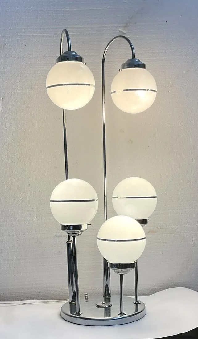 Mid-Century Modern Table Lamp With Globe Shades - 2