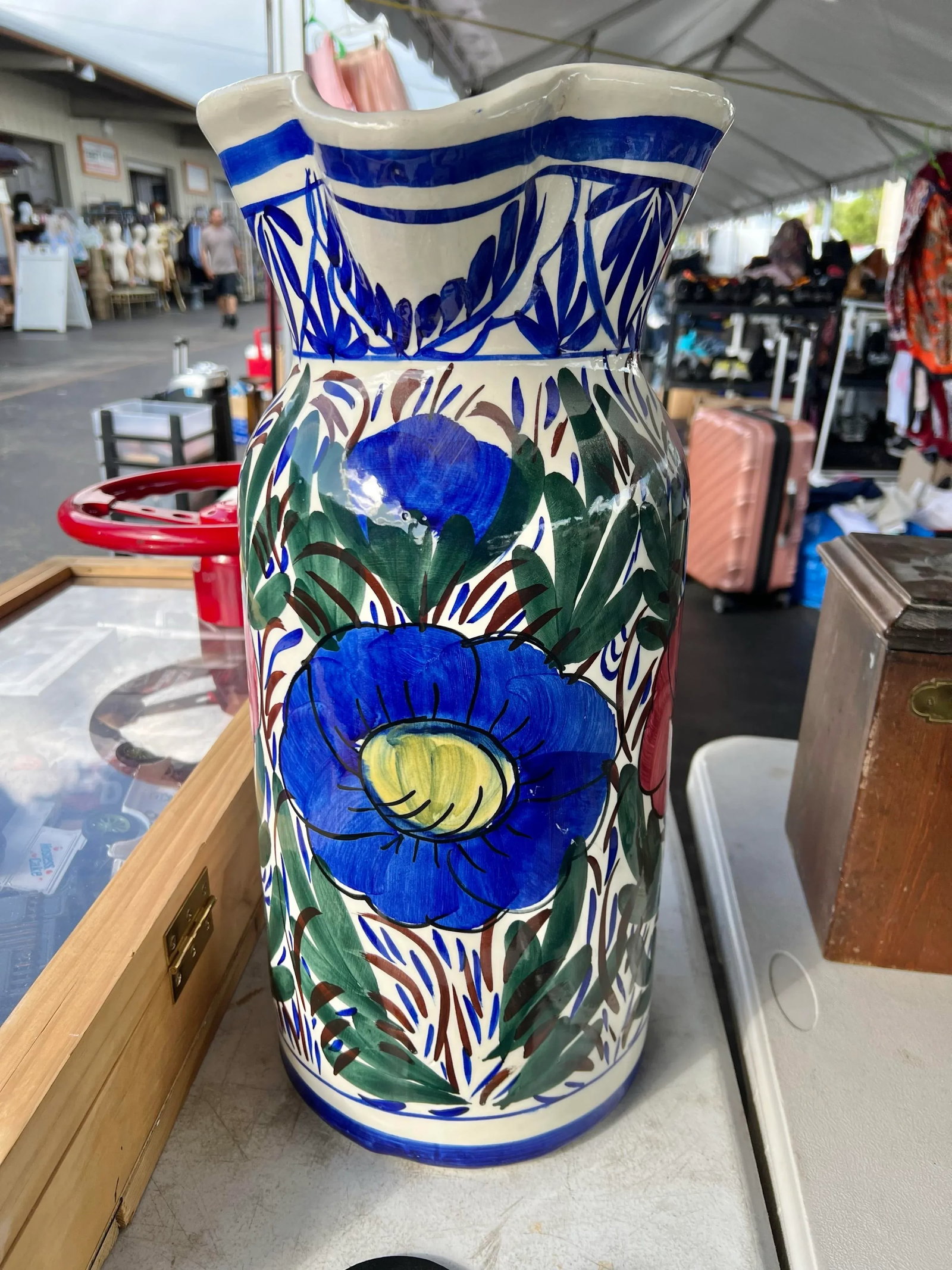 Mid 20th Century Mid Century Floral Umbrella Stand Pitcher Made in Spain - 2