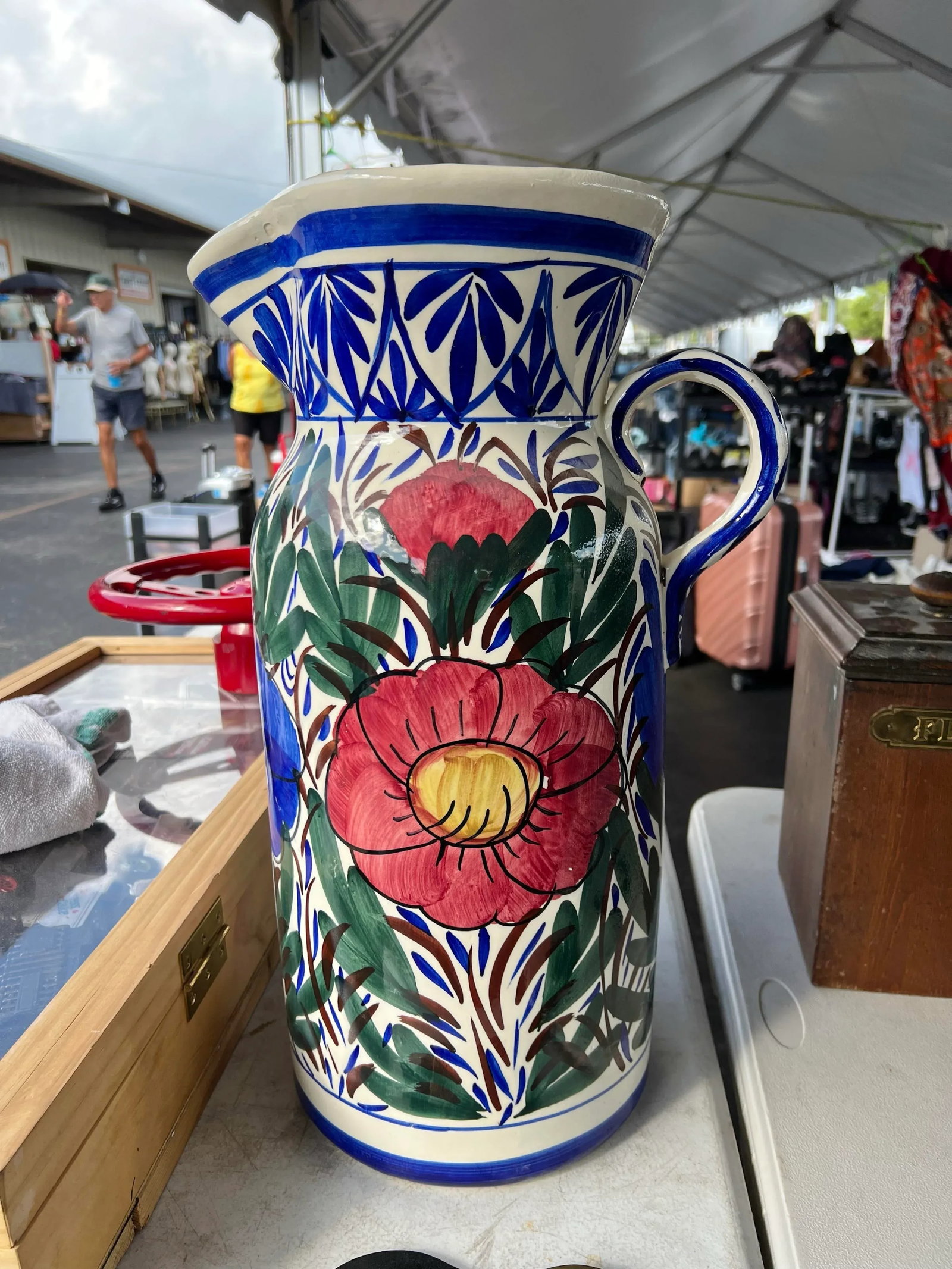 Mid 20th Century Mid Century Floral Umbrella Stand Pitcher Made in Spain - 4