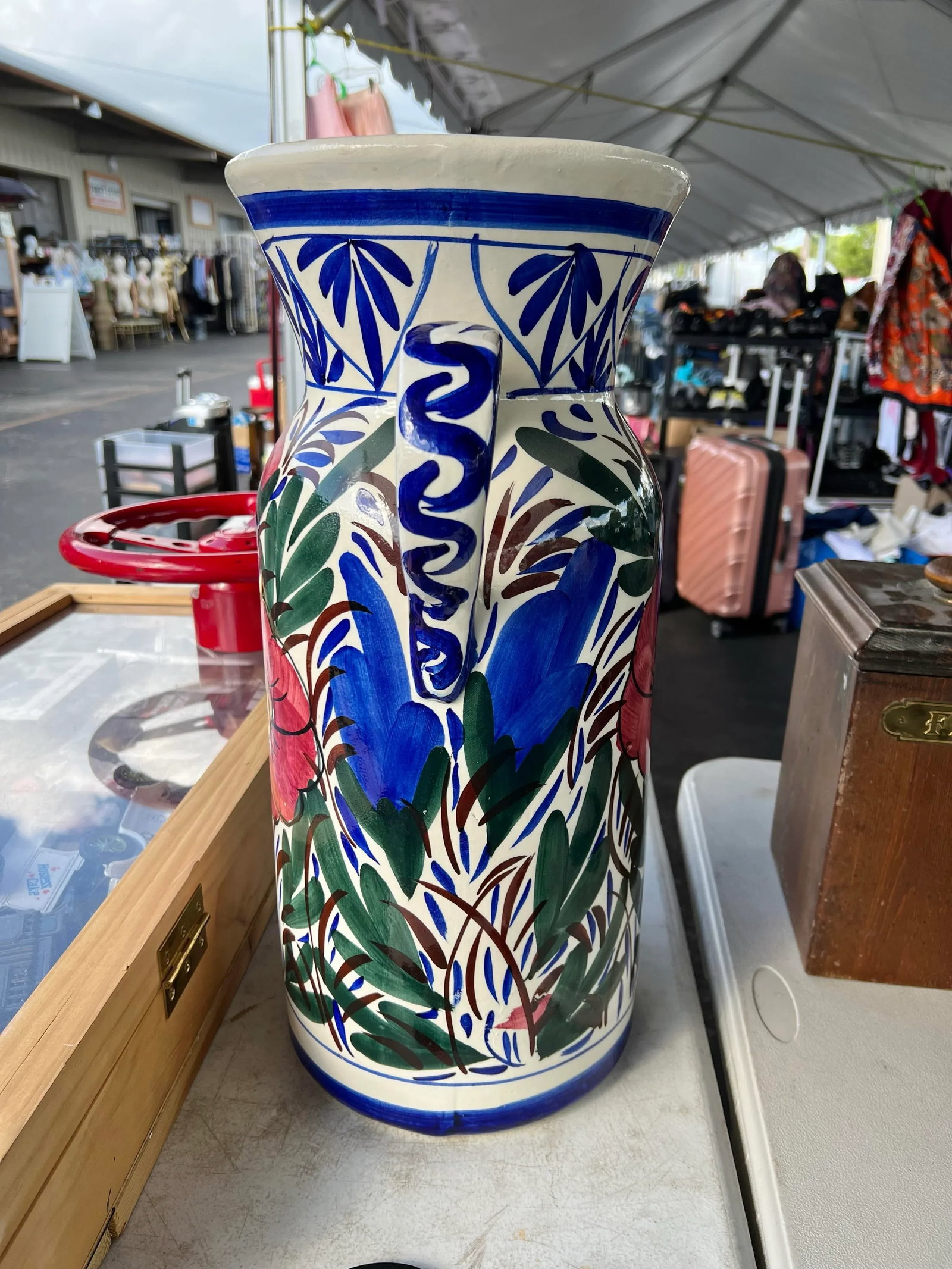Mid 20th Century Mid Century Floral Umbrella Stand Pitcher Made in Spain - 5