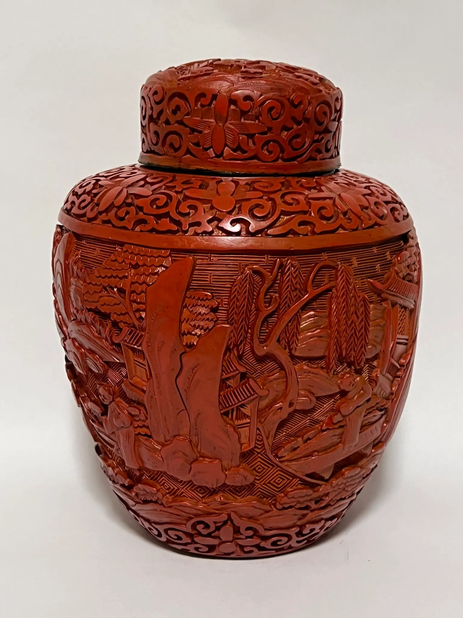 Antique Chinese Red Lacquer Covered Jar - 2