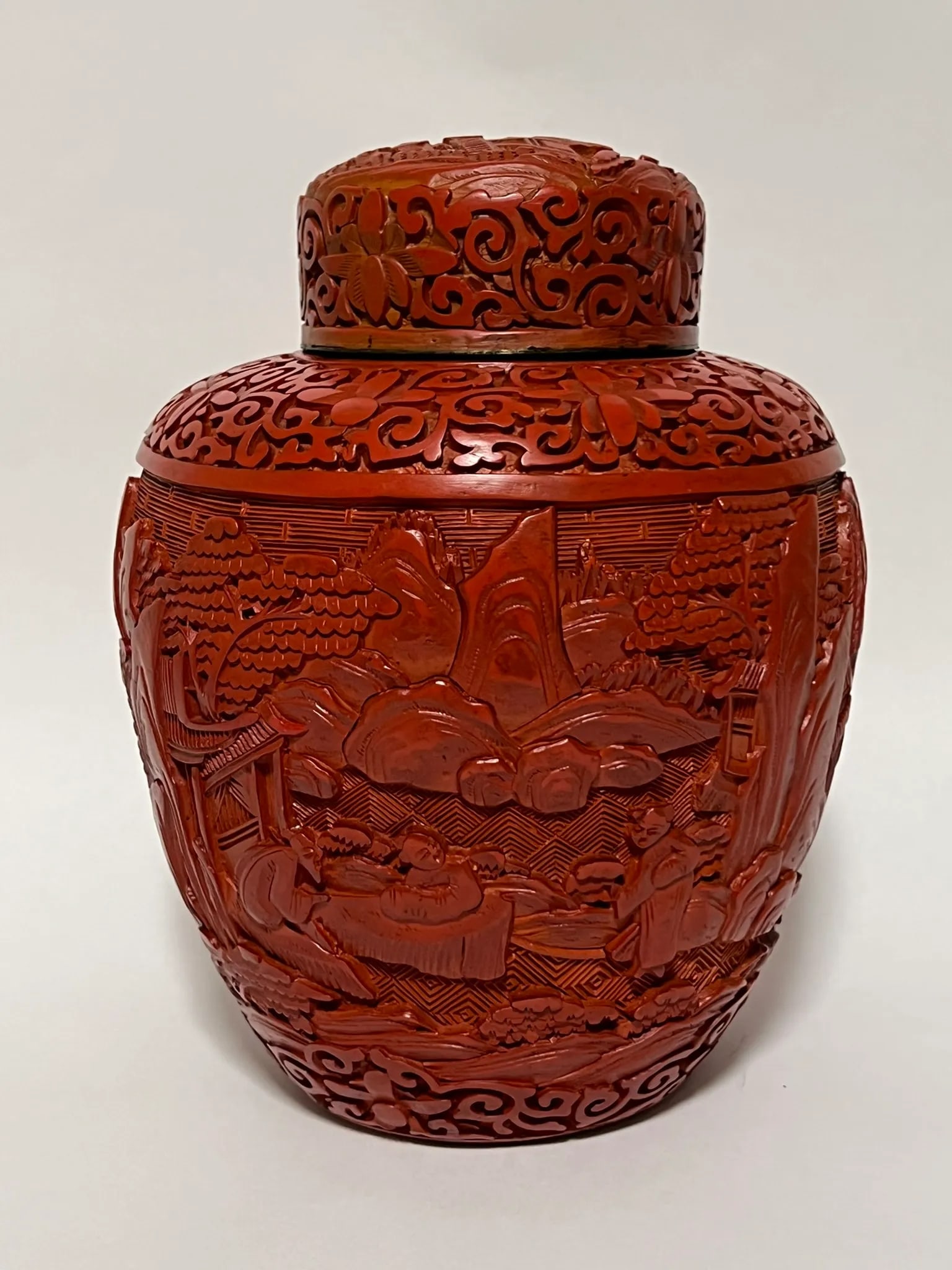 Antique Chinese Red Lacquer Covered Jar - 3