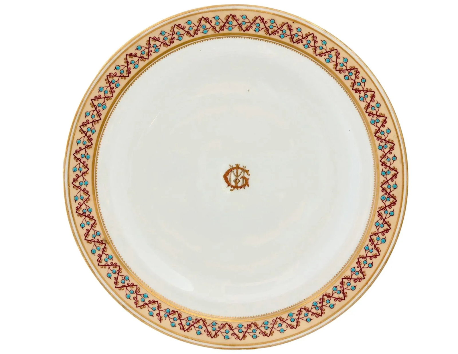 Antique English Worcester Hand-Enameled Dinner Plates, Set of 12 - 4