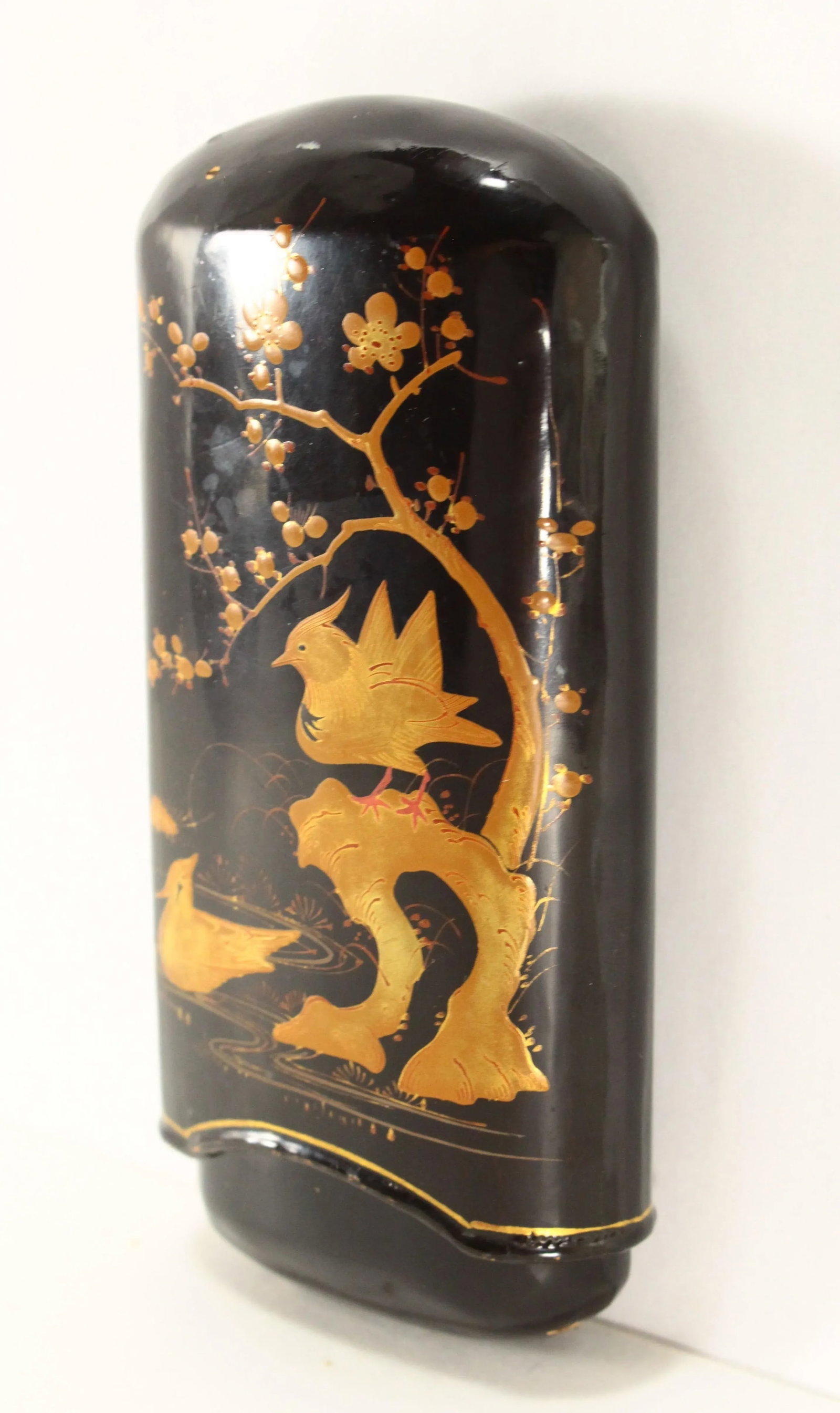 Japanese Gilt Black Lacquer Brillenetui Eyeglass Case, Meiji/Taisho Ea. 1900s - 2
