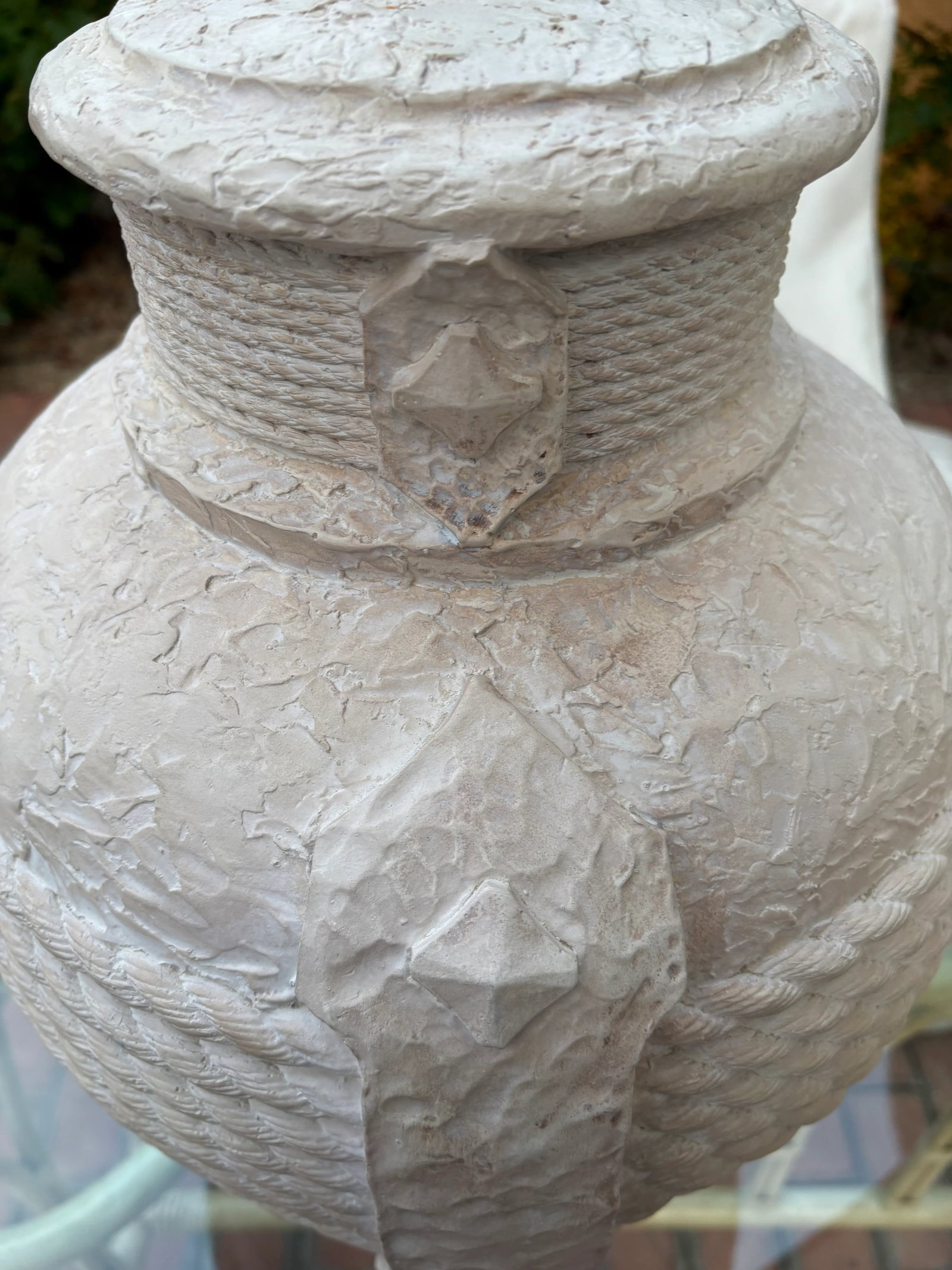 1980's Postmodern Plaster Rope and Handles Table Lamps With Shades, a Pair - 9