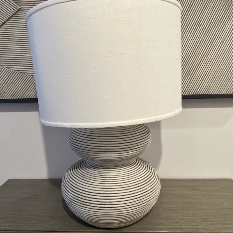 Palecek Hewitt Table Lamp Tall Whitewash Rattan - 3