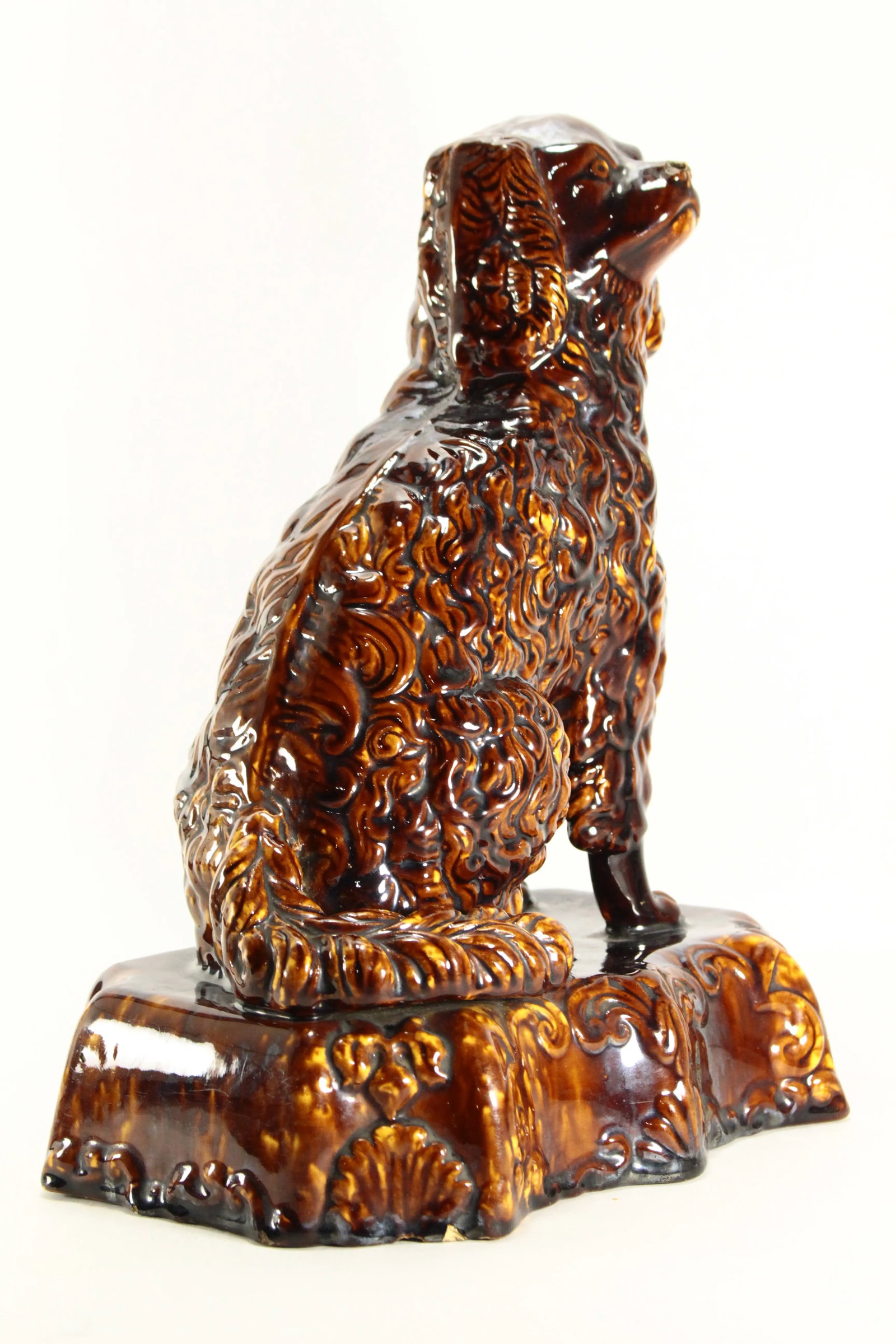 19th Century Rockingham Glaze Yellowware Dog King Charles Spaniel - 2