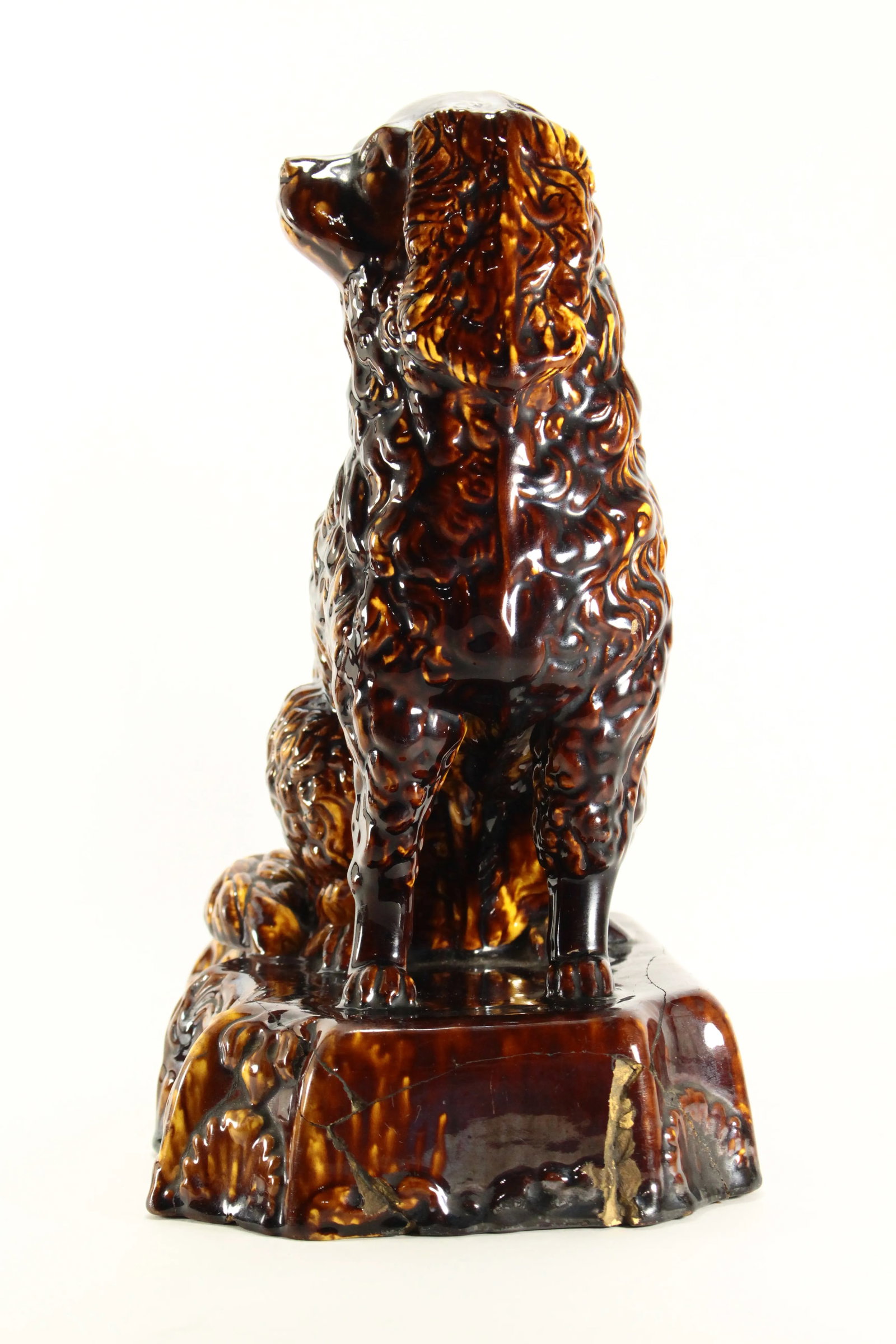 19th Century Rockingham Glaze Yellowware Dog King Charles Spaniel - 4