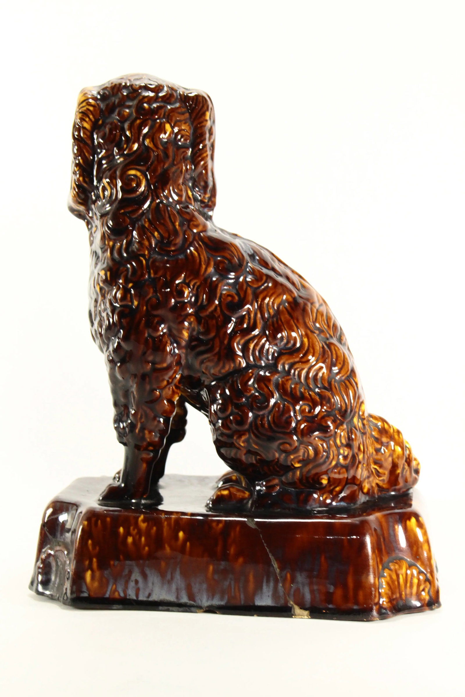 19th Century Rockingham Glaze Yellowware Dog King Charles Spaniel - 6