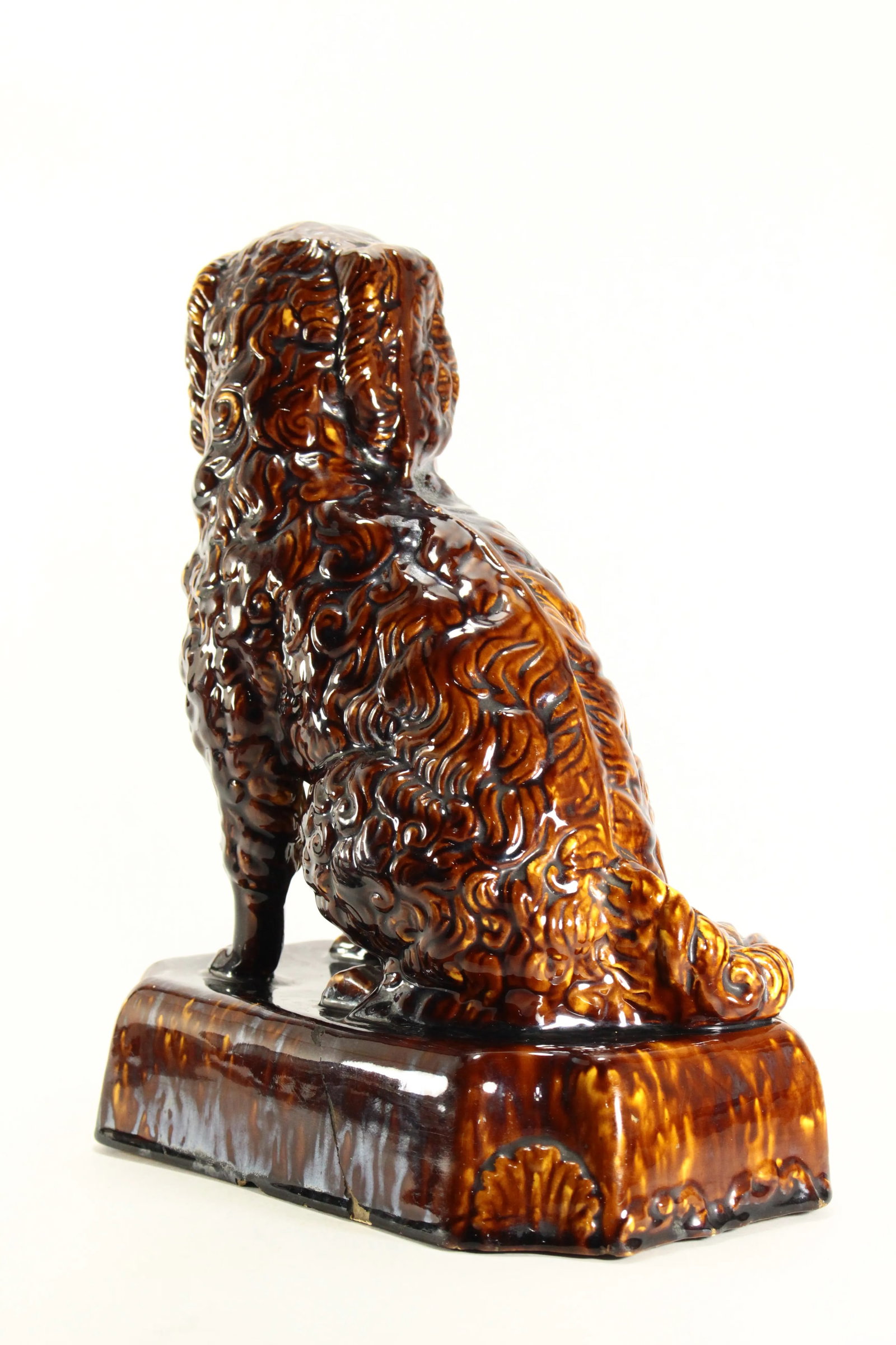 19th Century Rockingham Glaze Yellowware Dog King Charles Spaniel - 8