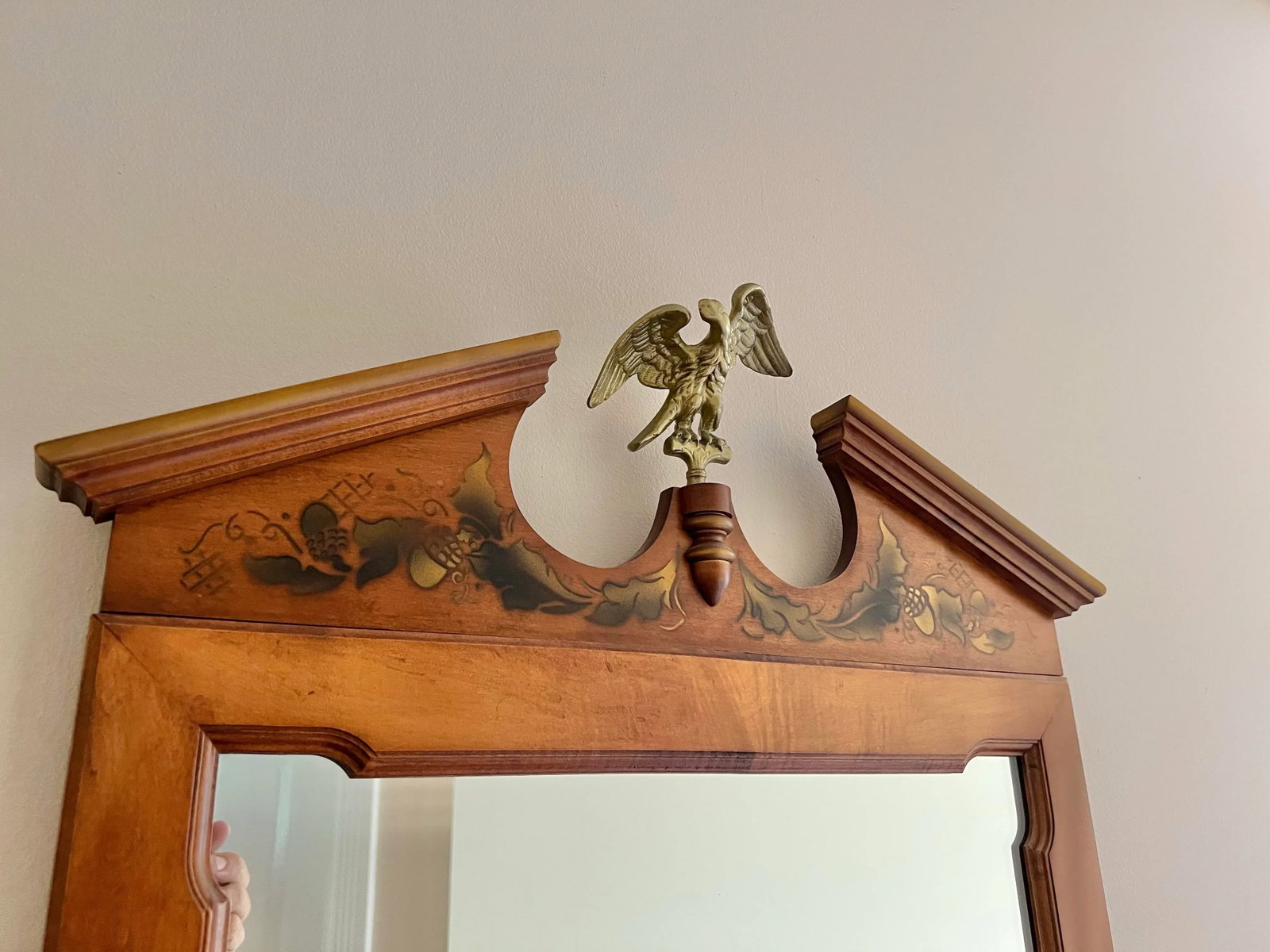 Wood Mirror With Brass American Eagle by Tell City - 2