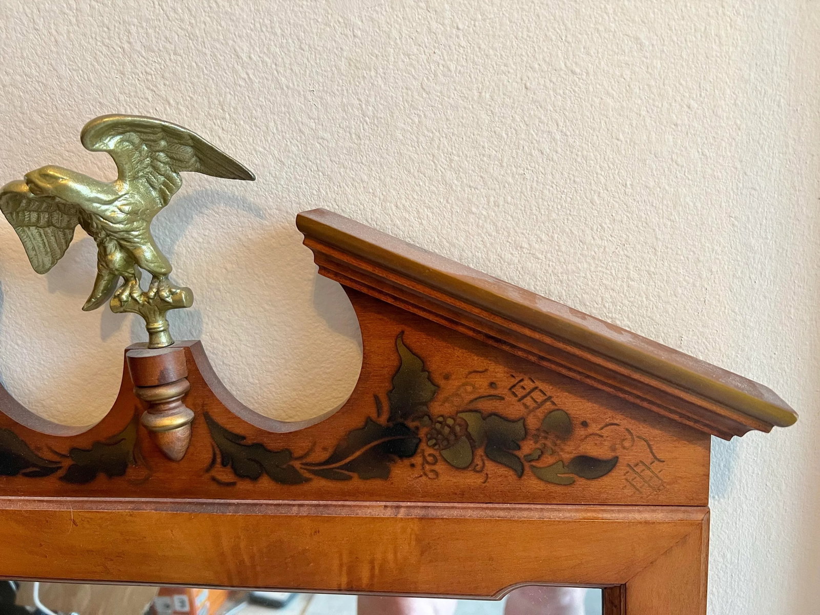 Wood Mirror With Brass American Eagle by Tell City - 4