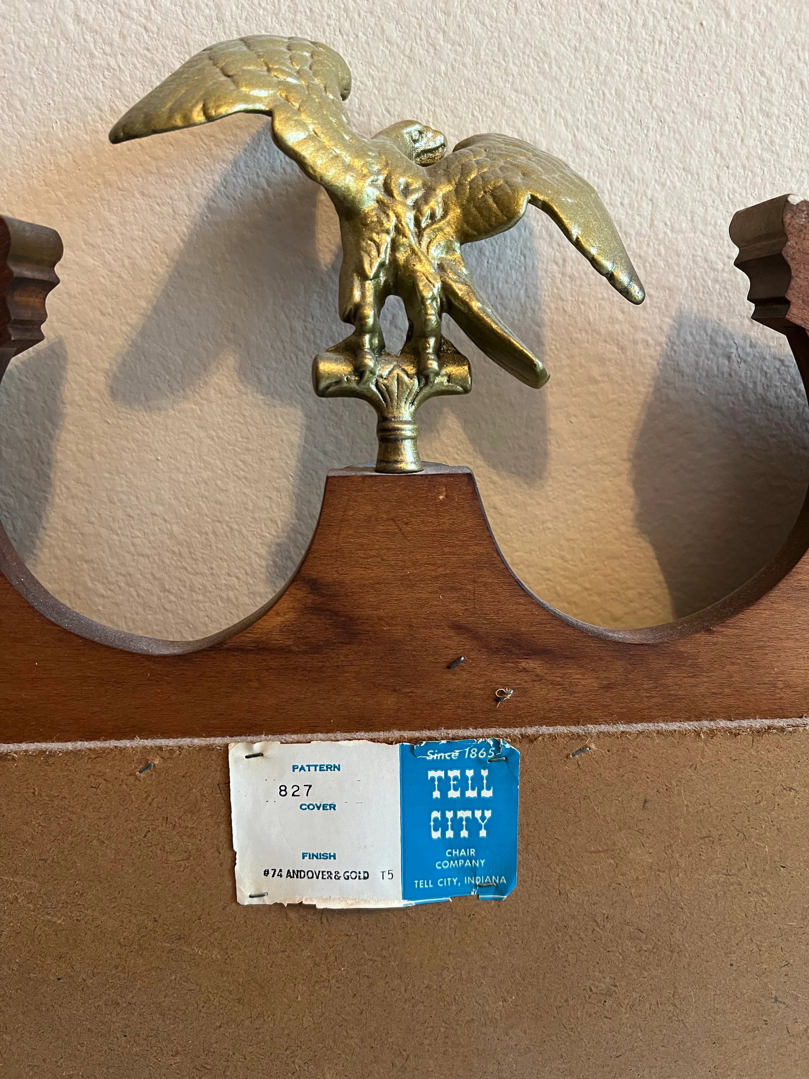 Wood Mirror With Brass American Eagle by Tell City - 6