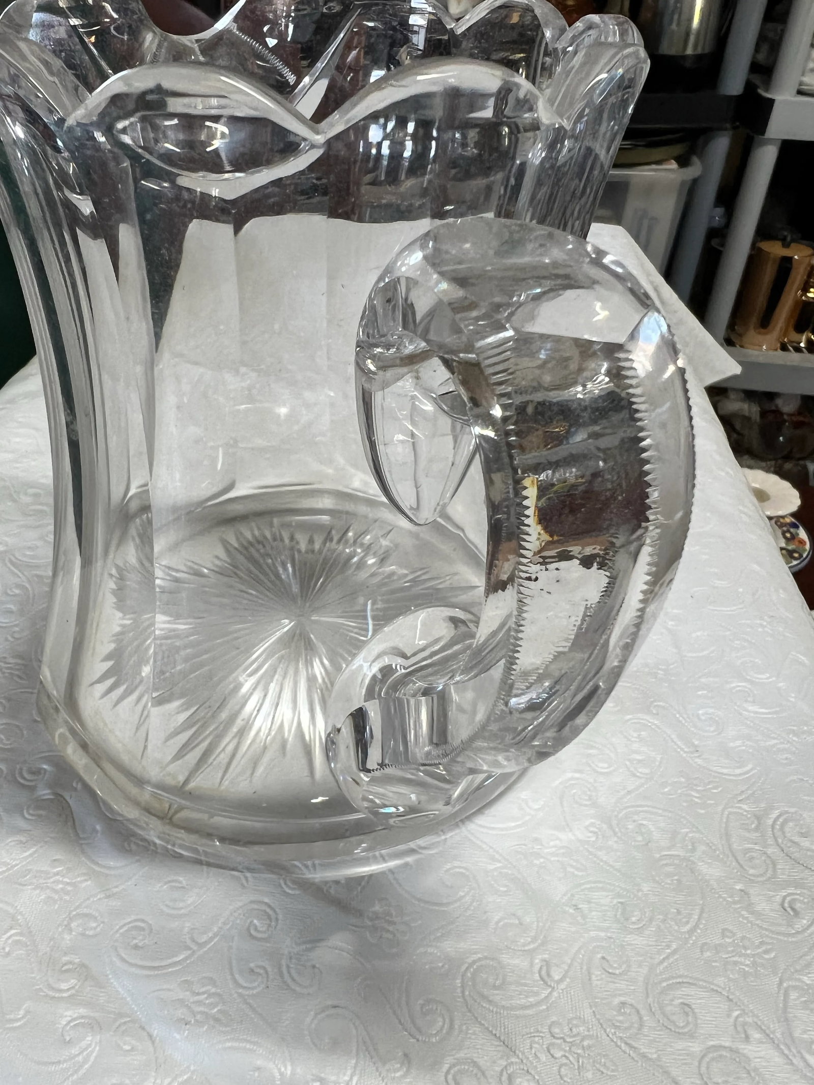 Late 19th Century Heavy Clear Glass Pitcher Jug by Heisey - 2