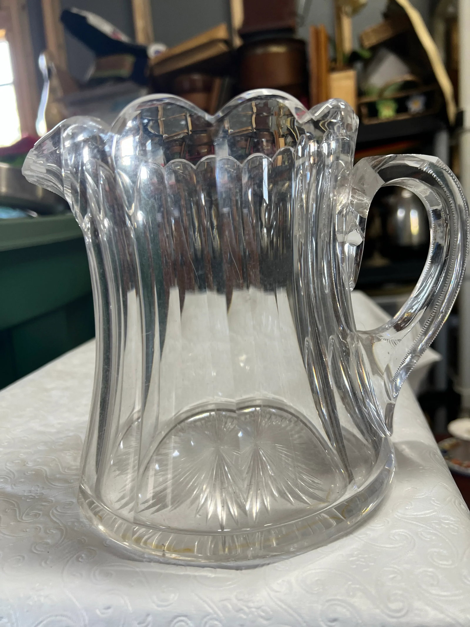 Late 19th Century Heavy Clear Glass Pitcher Jug by Heisey - 4