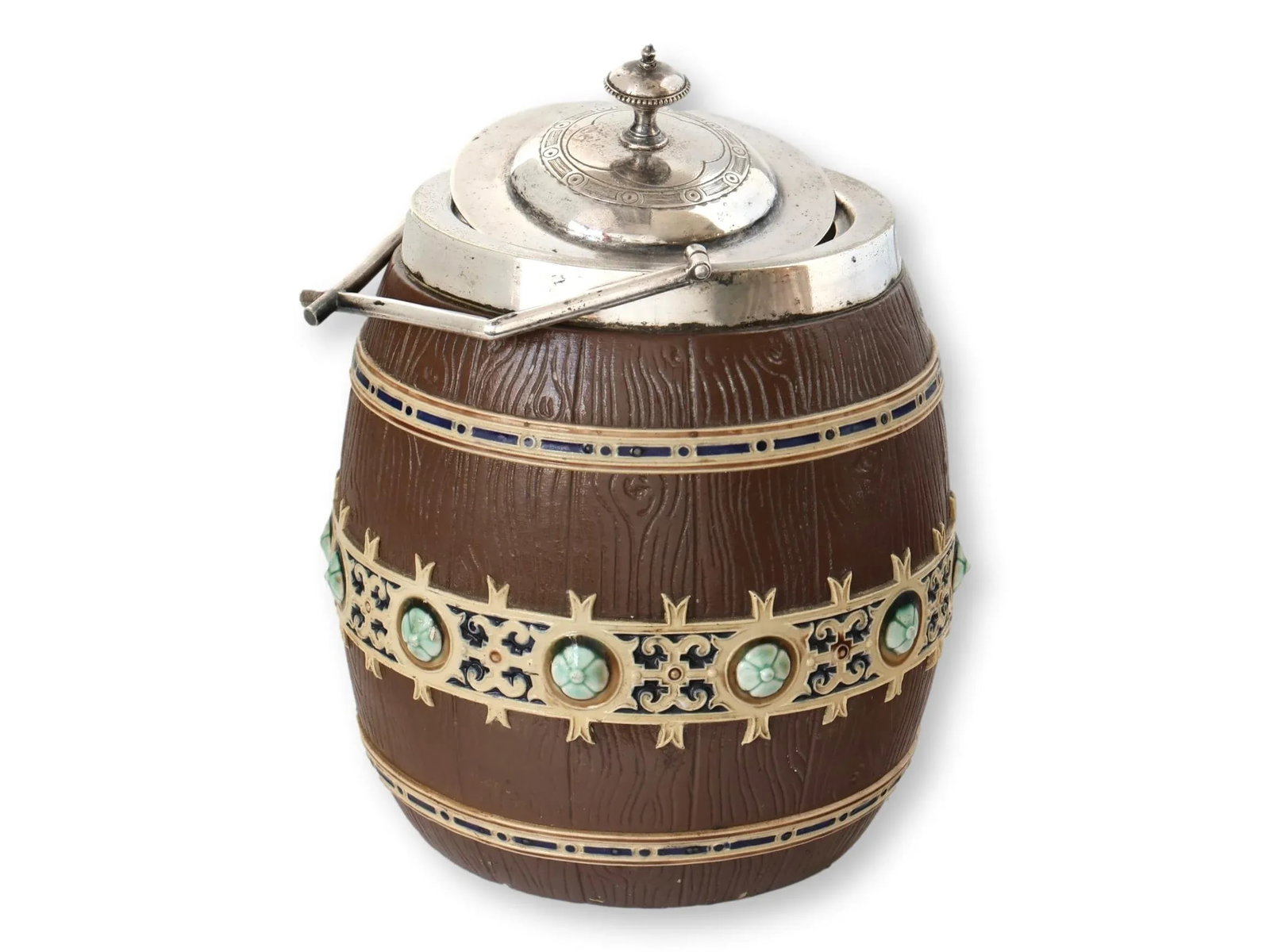 Antique Villeroy & Boch Mettlach Ice Bucket / Biscuit Barrel - 4