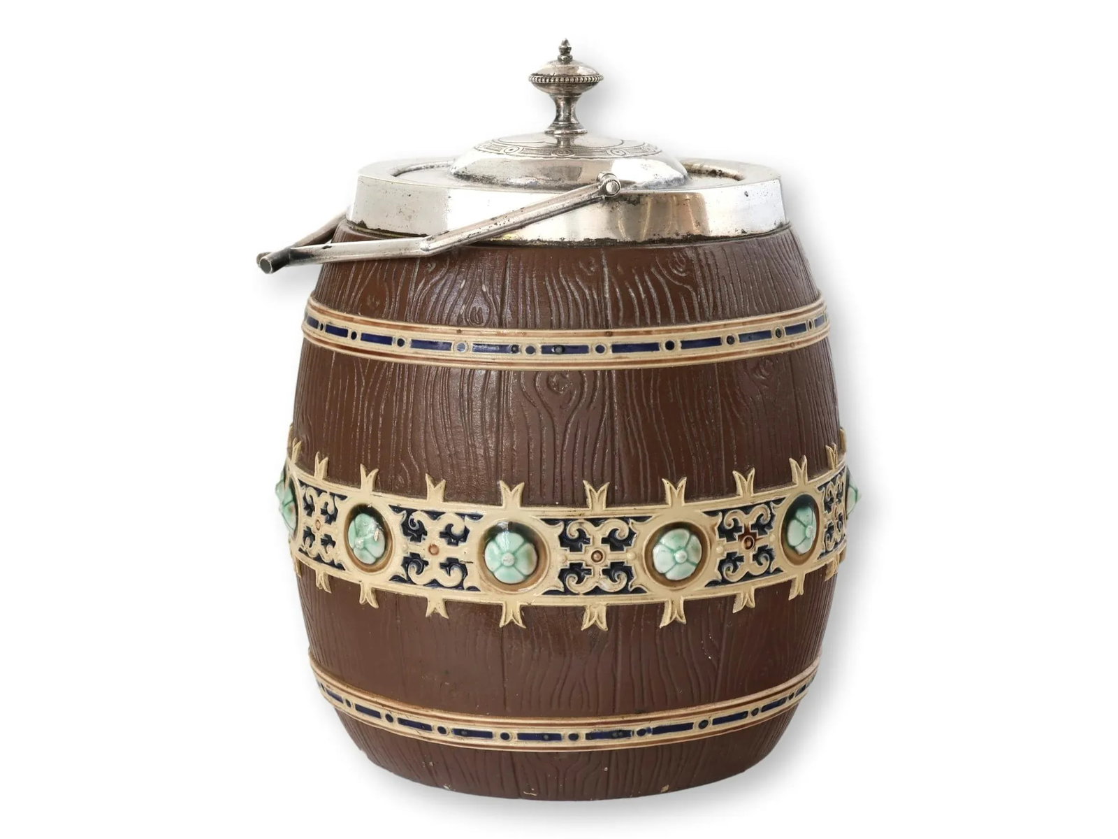 Antique Villeroy & Boch Mettlach Ice Bucket / Biscuit Barrel - 6