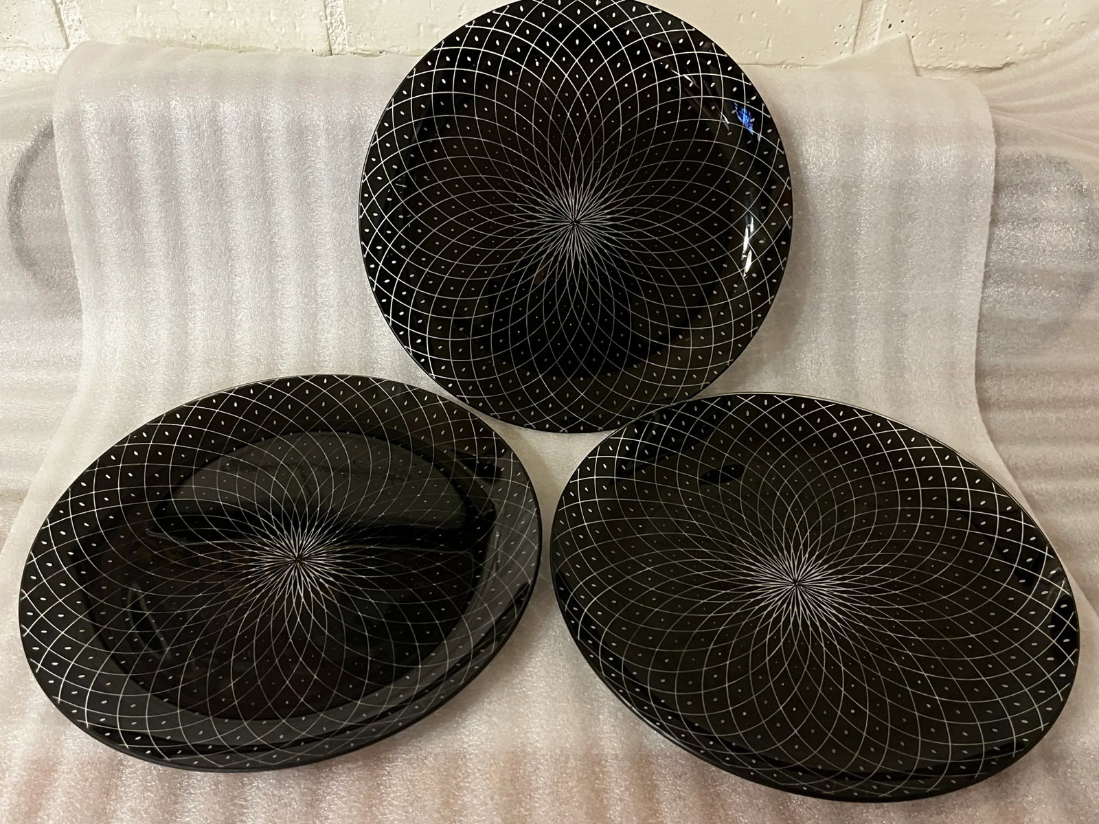 Vintage Black Glass Plates- Set of 8 - 6