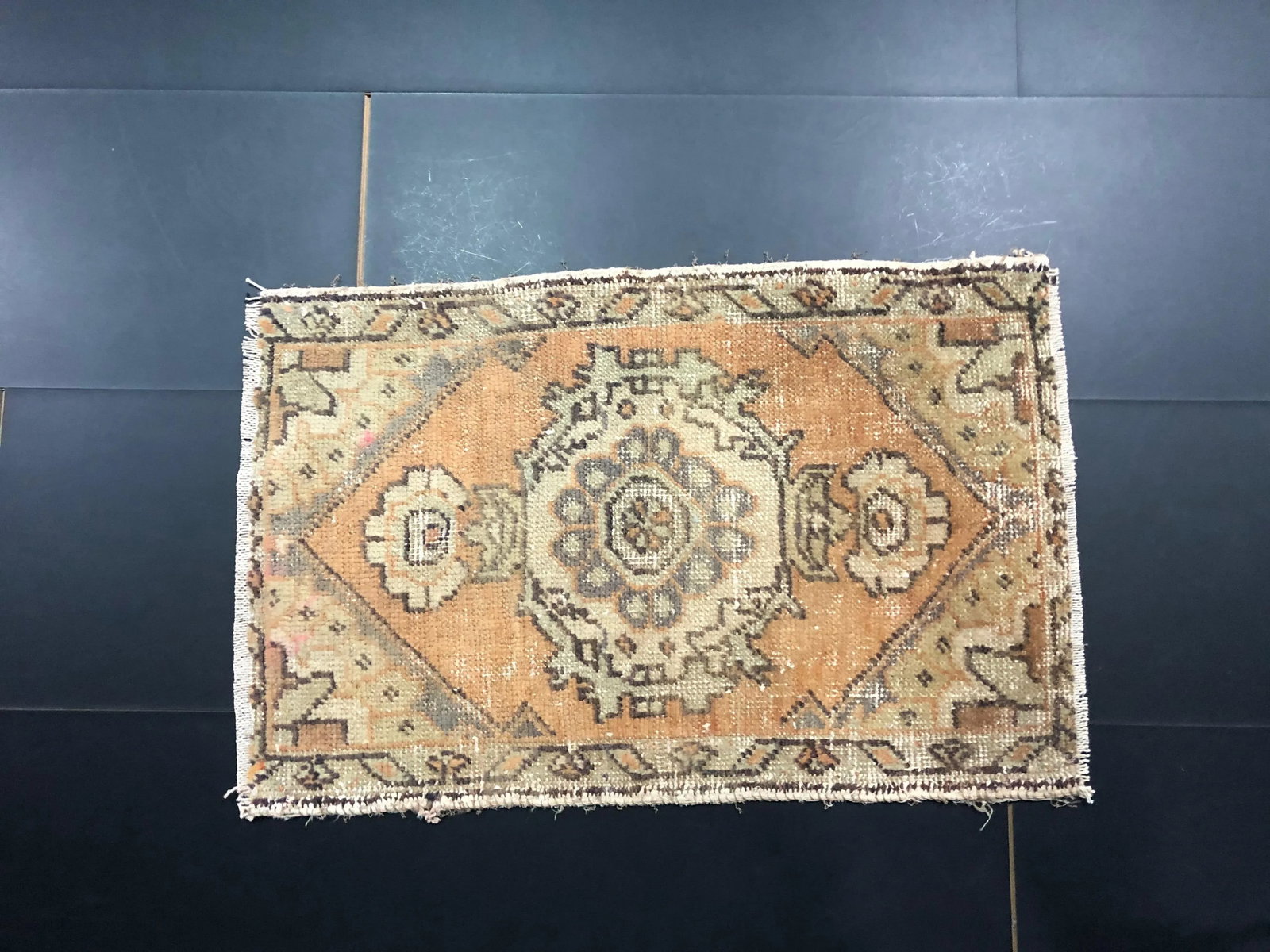 Vintage Distressed Turkish Handmade Wool Rug - 2