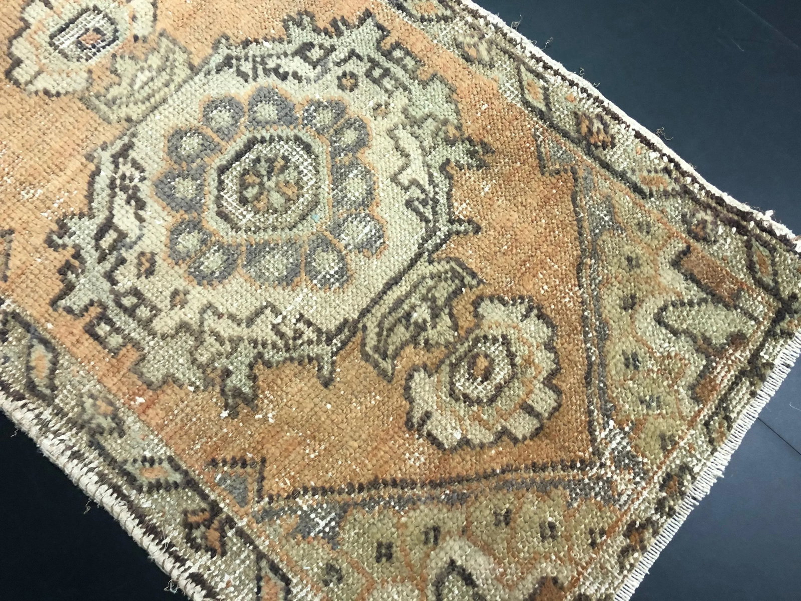 Vintage Distressed Turkish Handmade Wool Rug - 4