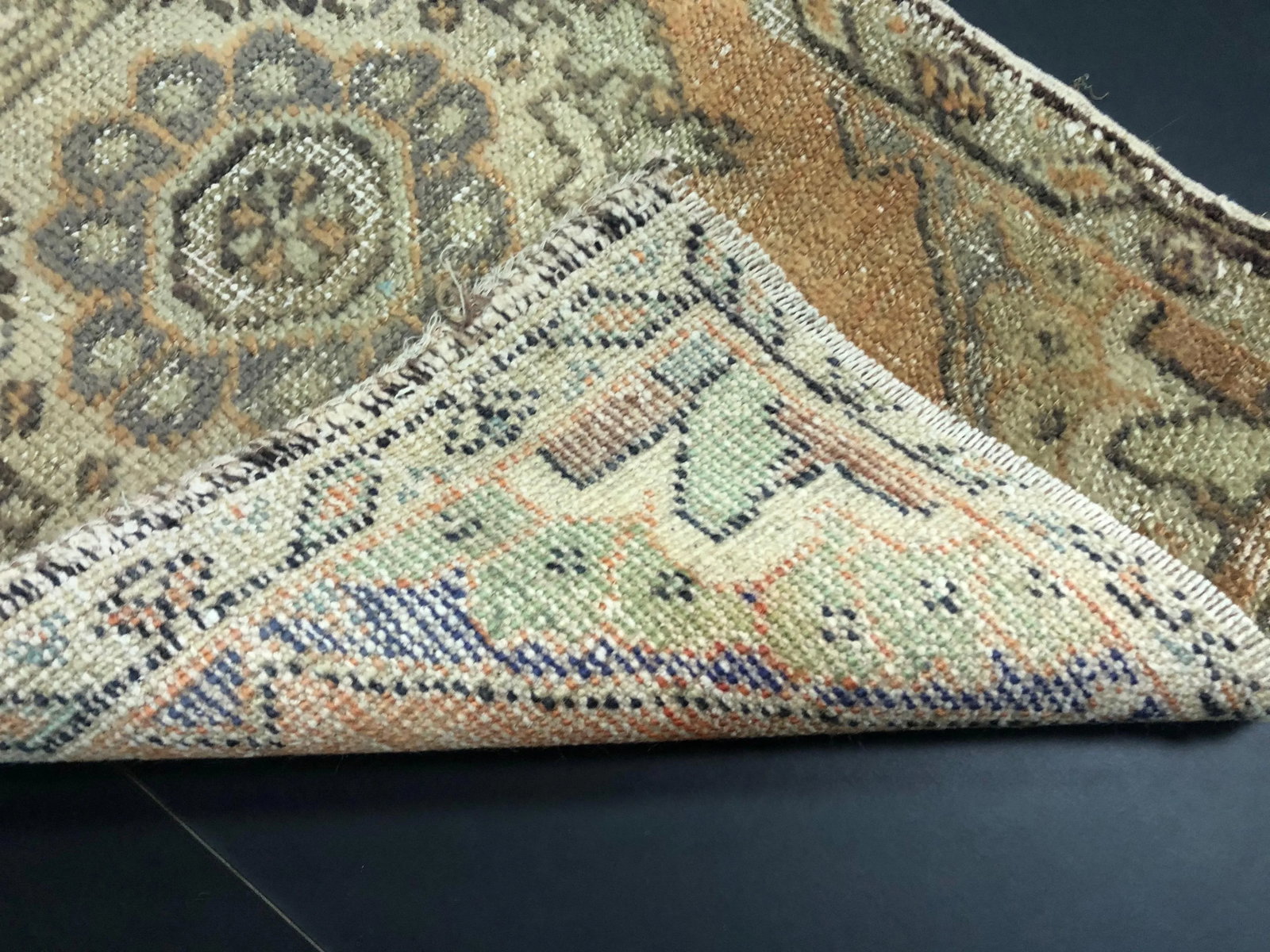 Vintage Distressed Turkish Handmade Wool Rug - 5