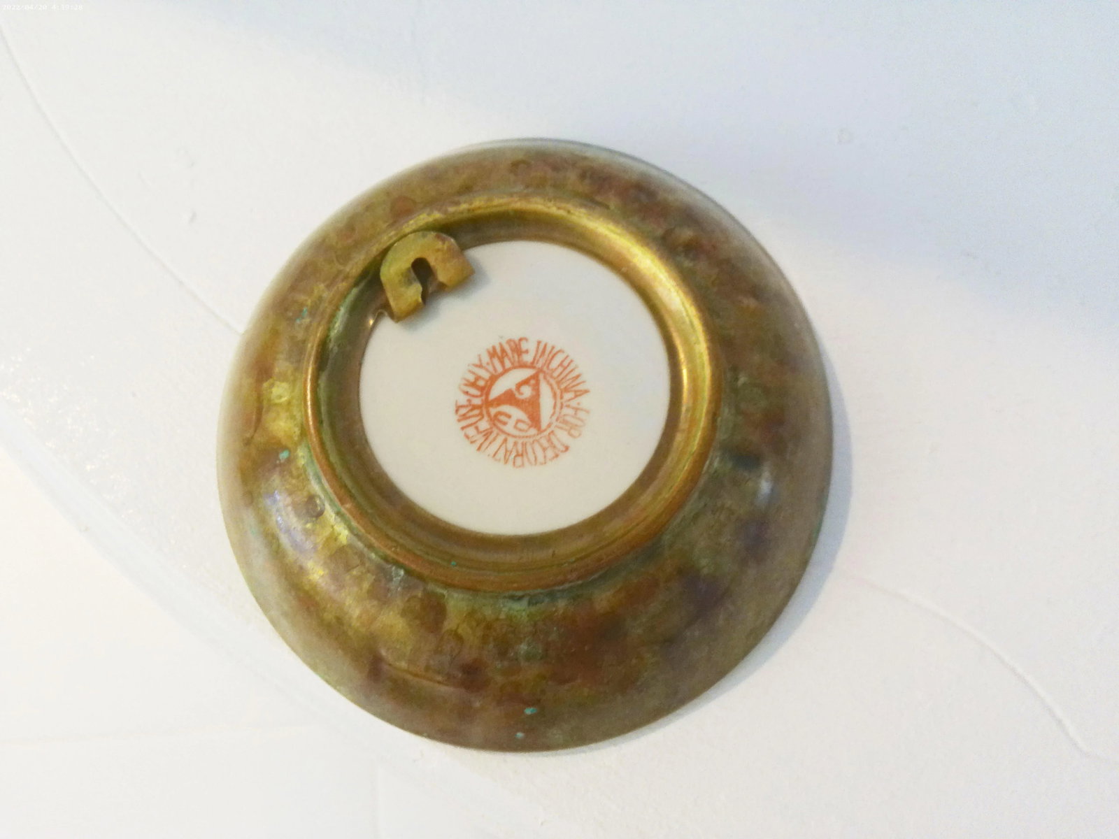 Mid-Century Chinese Brass Encased Porcelain Bowls, Set of 4 - 5