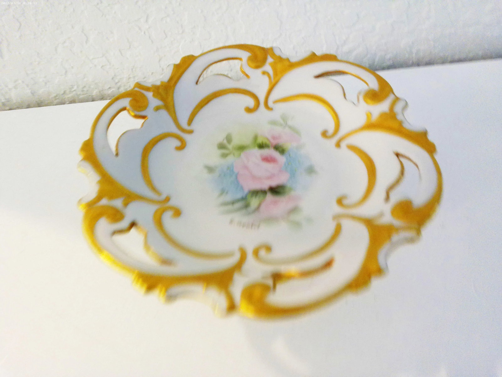Mid-Century Floral Porcelain Vanity Set, a Pair - 3