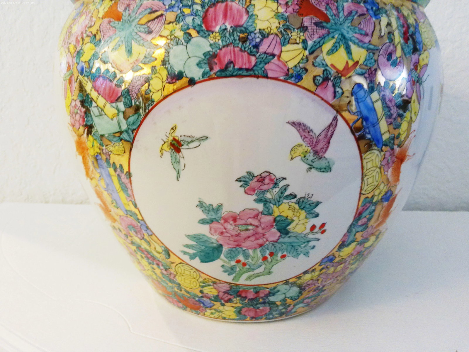 Vintage Large Rose Medallion Jardinaire - 3