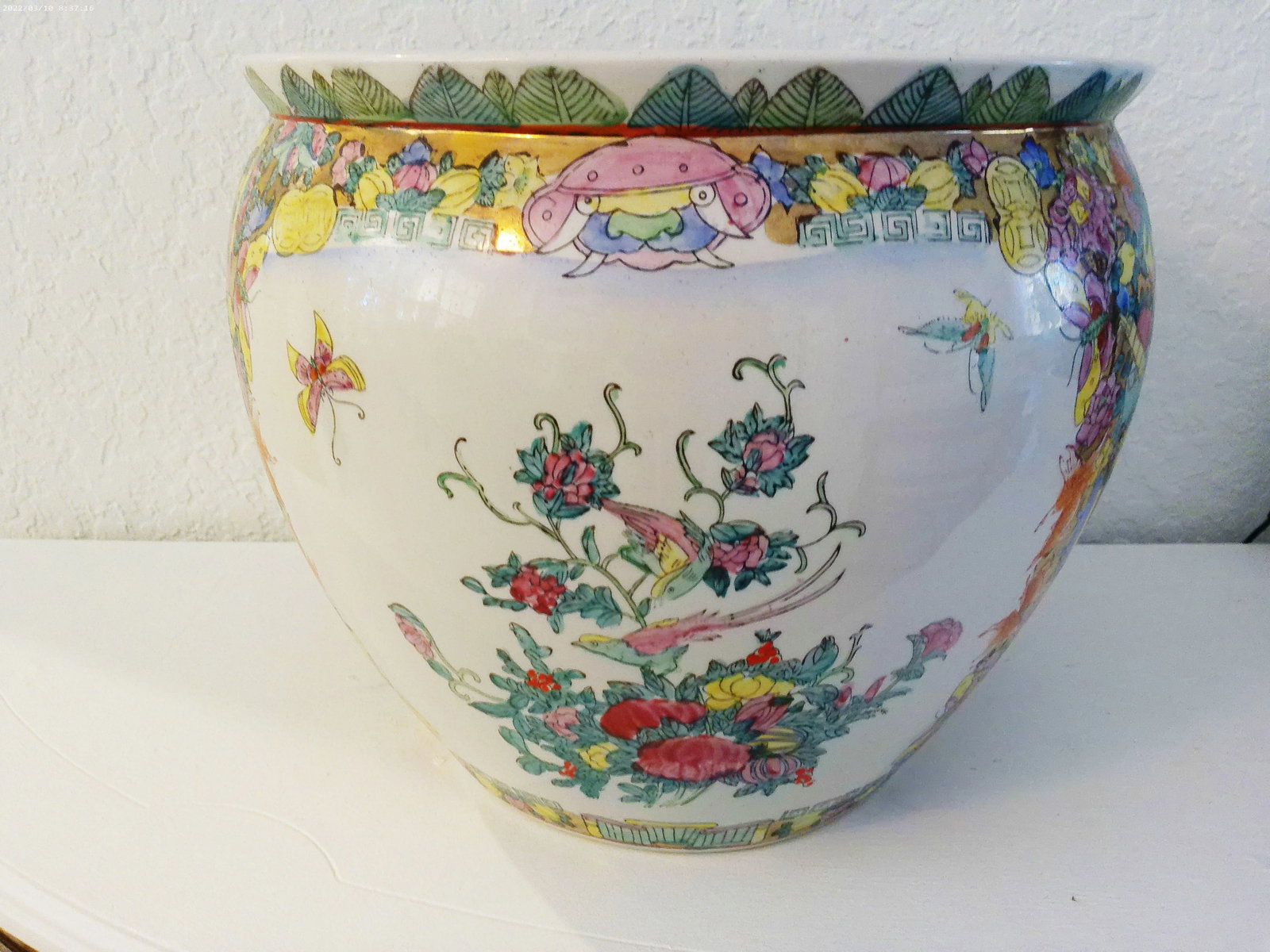 Vintage Large Rose Medallion Jardinaire - 5