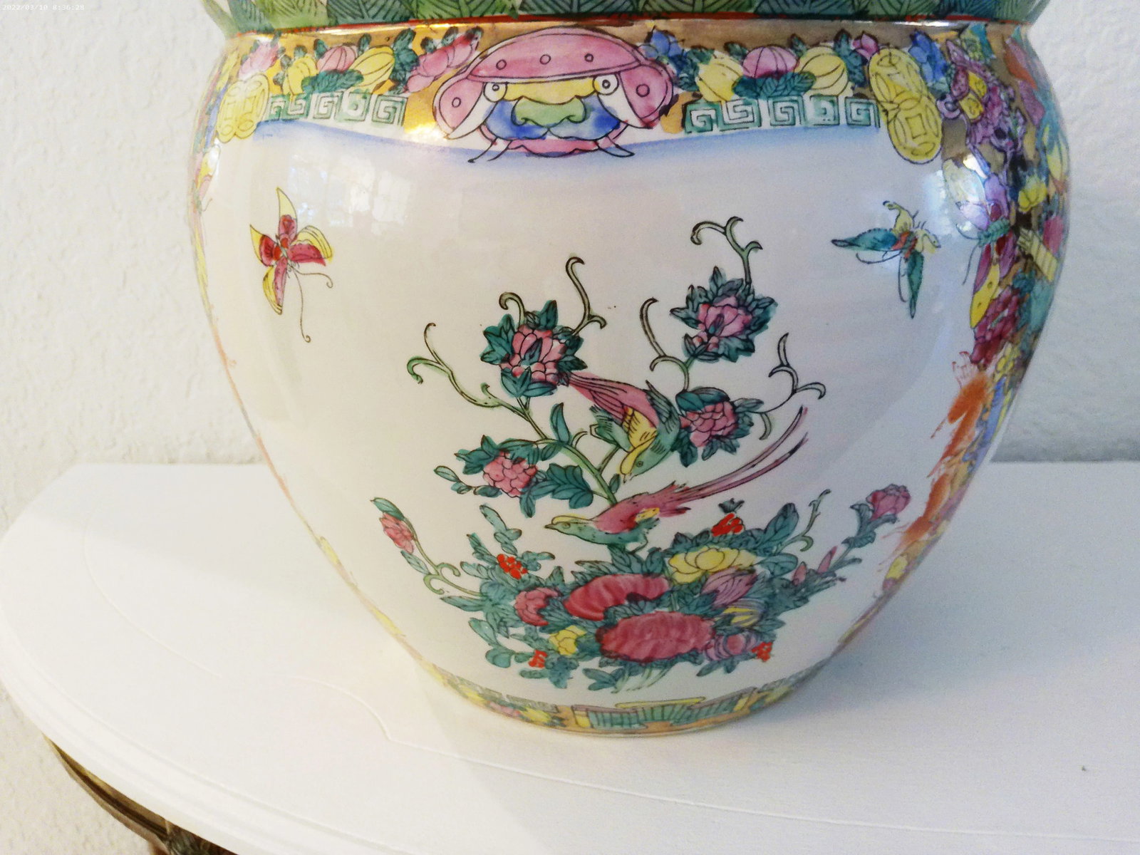 Vintage Large Rose Medallion Jardinaire - 6