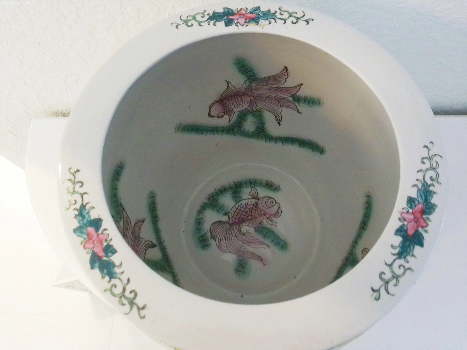 Vintage Large Rose Medallion Jardinaire - 8