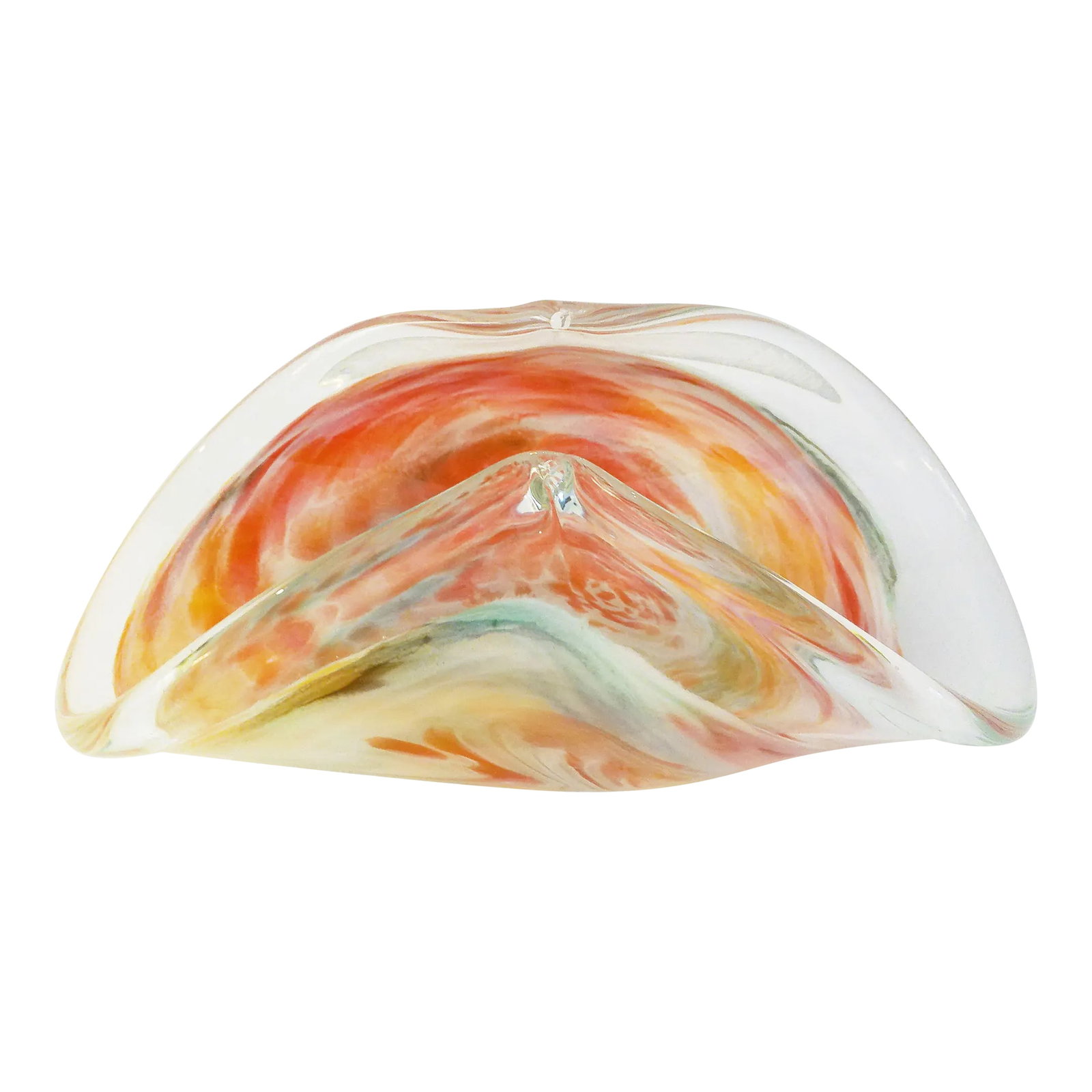 Vintage Dei Maestri Italian Murano Pastel Swirl Bowl: Gorgeous, generous size, vintage hand-made Murano art glass bowl in multi-color swirling pastel shades. Original label "Vetro Eseguito Secondo La Tecnica Dei Maestri Murano Made in Italy." Excellent