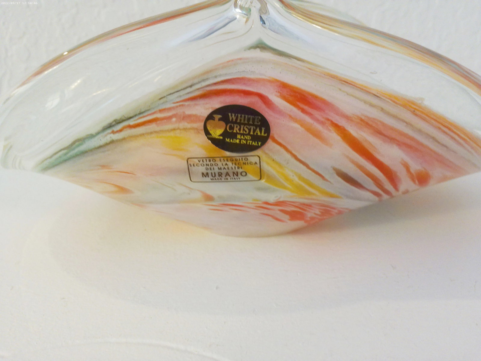 Vintage Dei Maestri Italian Murano Pastel Swirl Bowl - 6