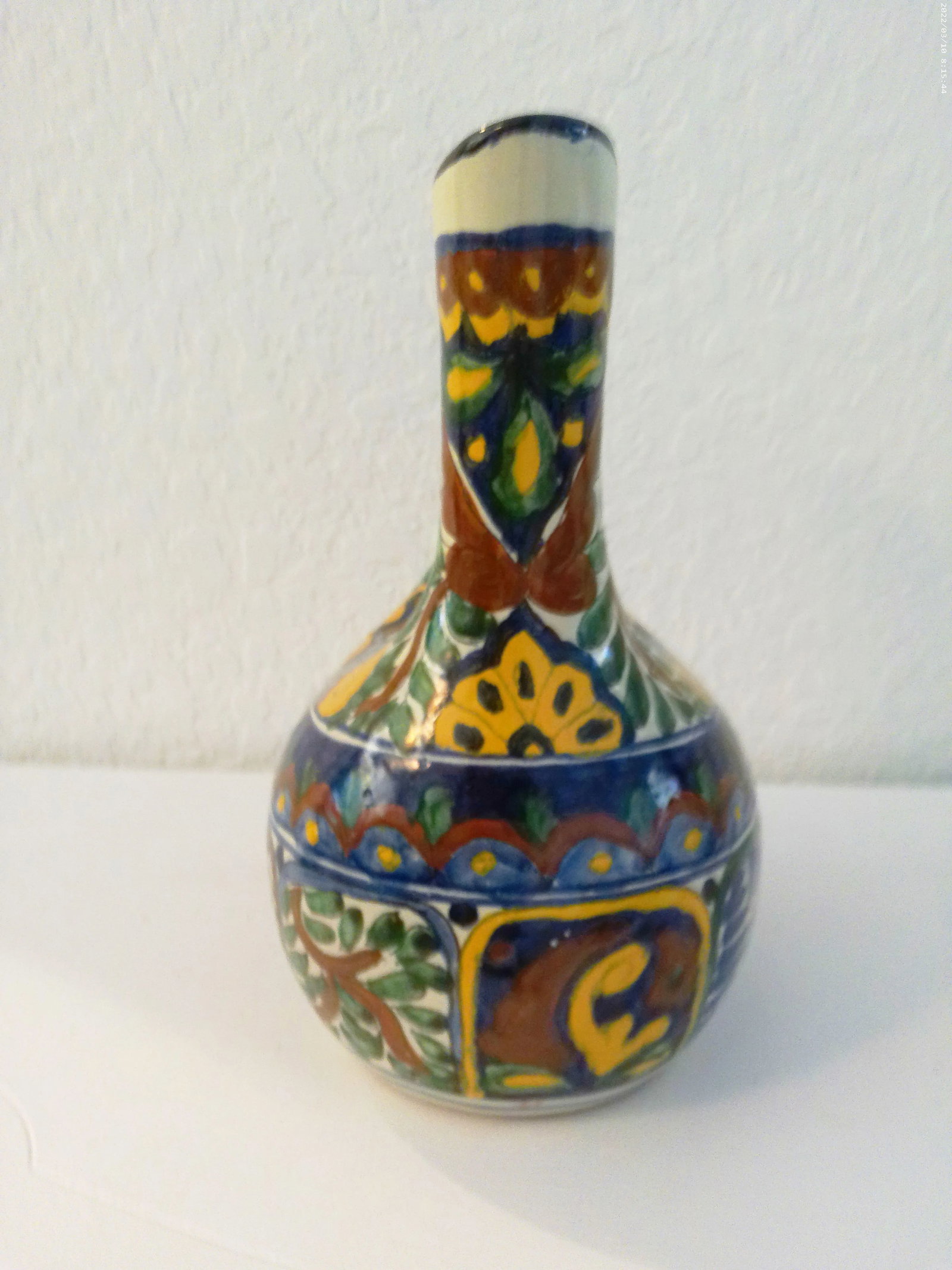 Vintage Large Mexican Talavera Pottery Wedding Vase - 2