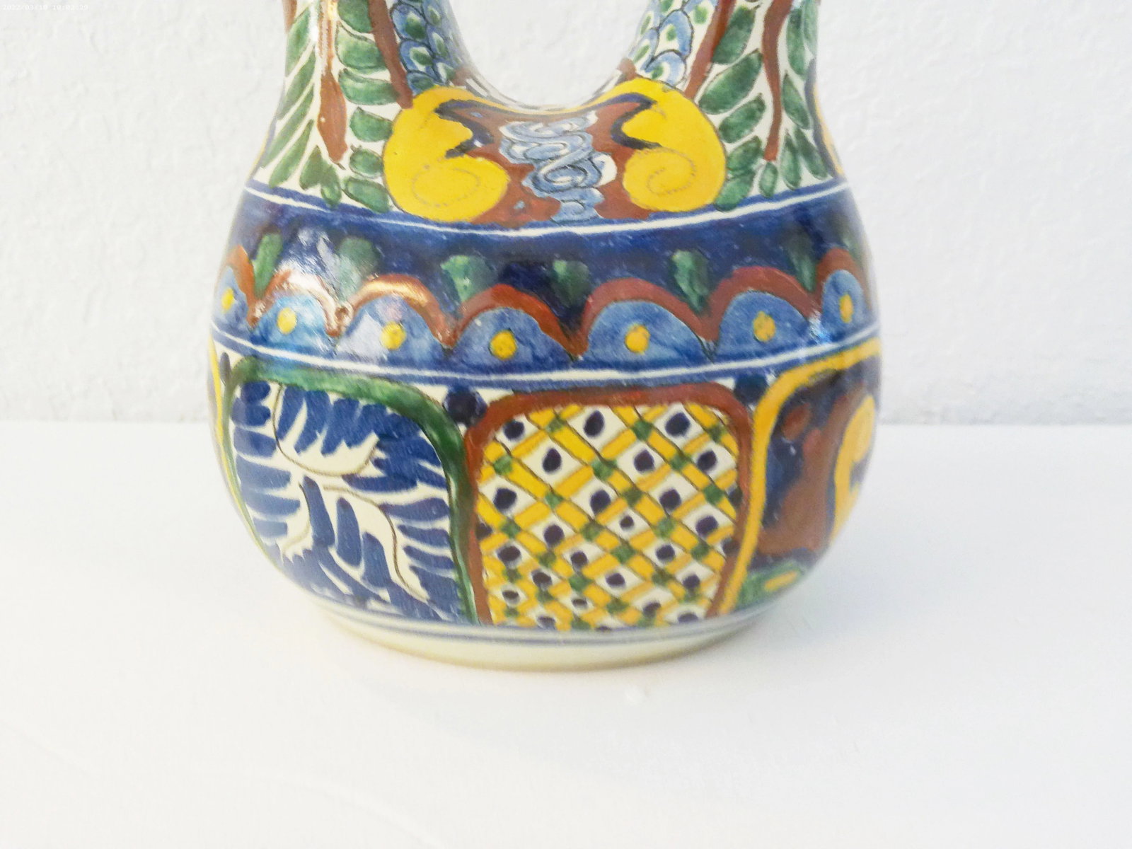 Vintage Large Mexican Talavera Pottery Wedding Vase - 4