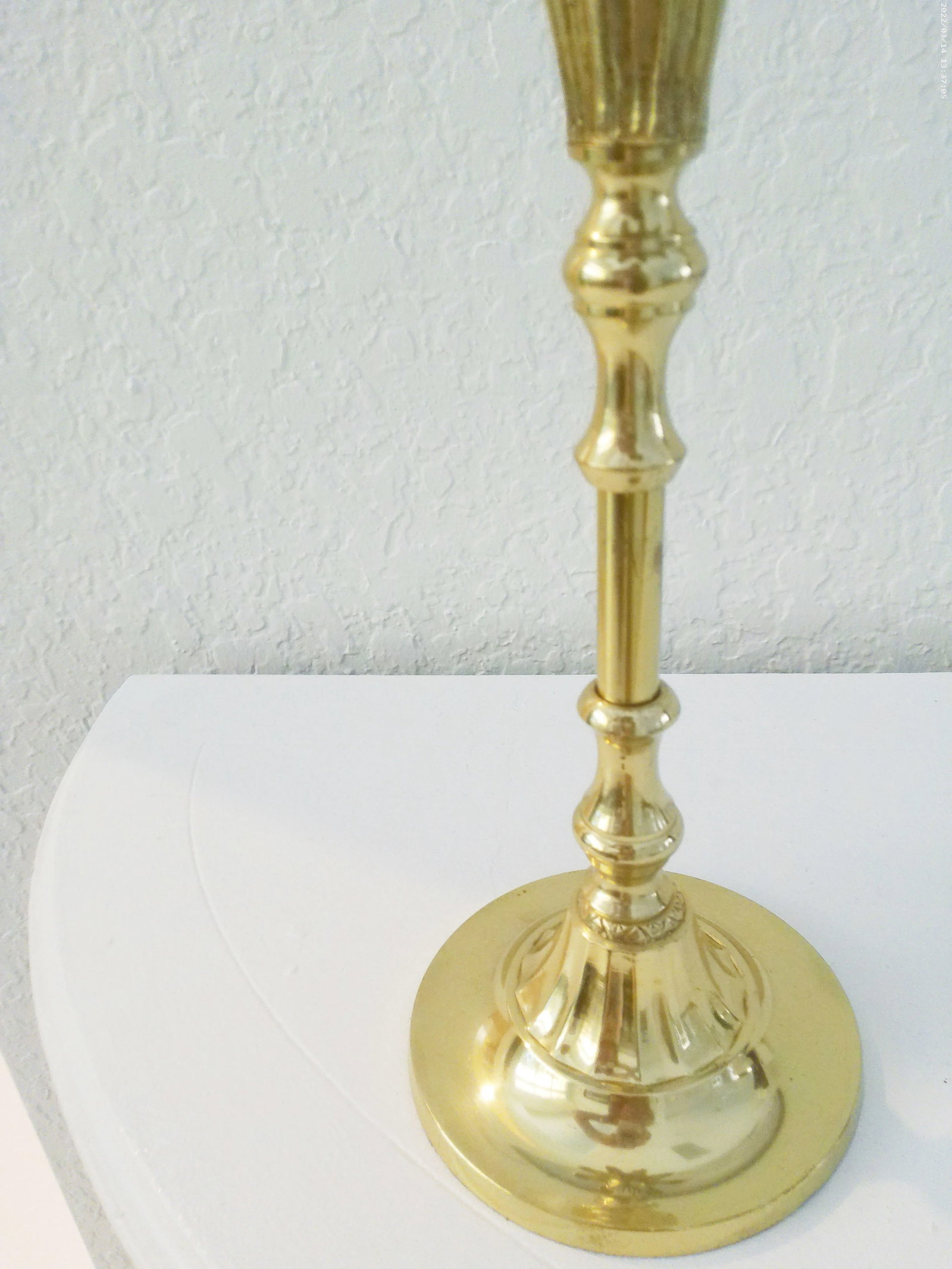 1980s Polished Brass Palm Tree Figural Candle Holders, a Pair - 3