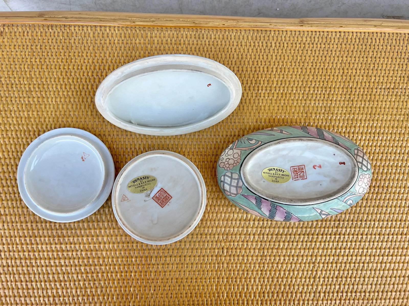 Vintage Asian Cloisino Turquoise Ceramic Boxes - Set of 2 - 9