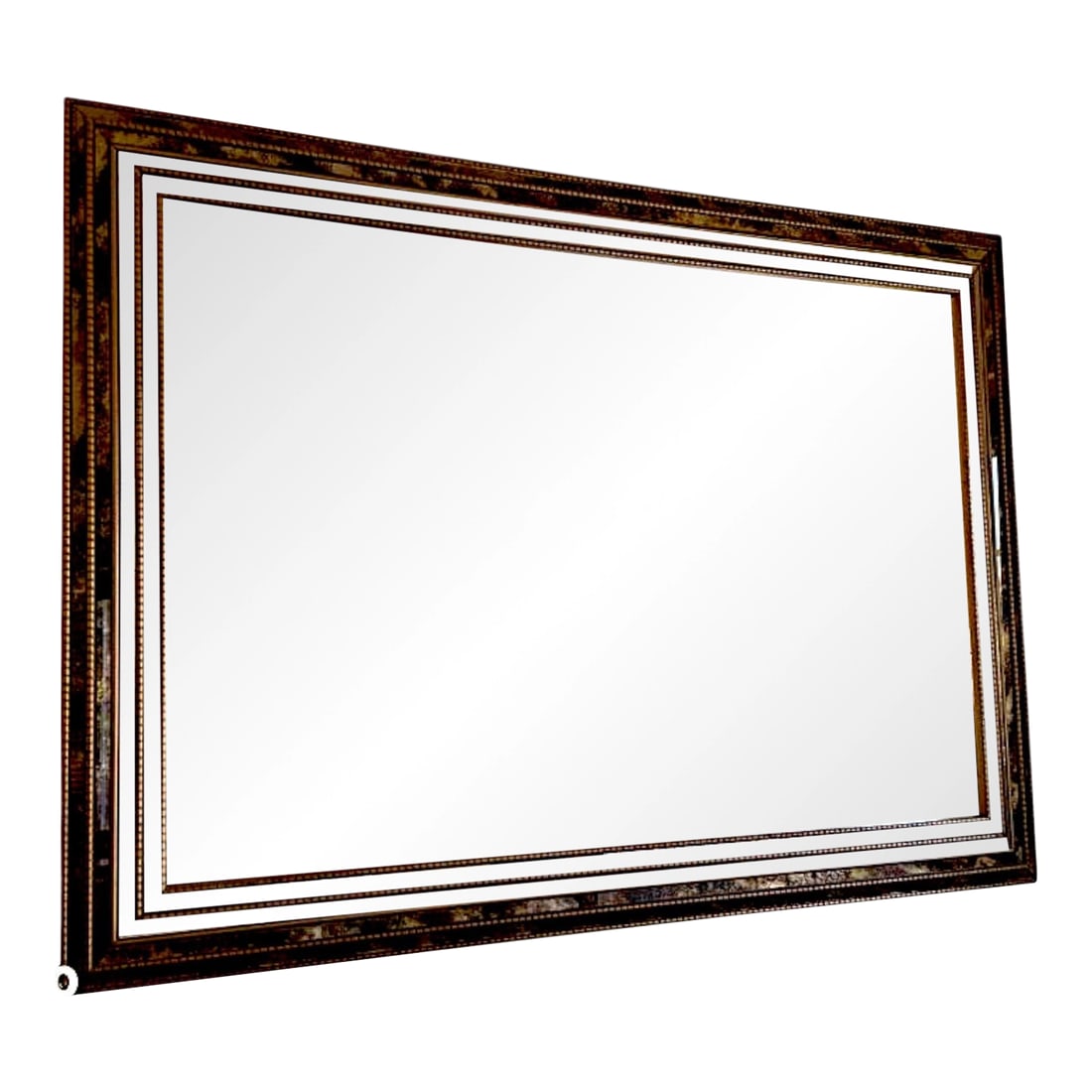 20th Century Large Vintage Beveled Wall Mirror With Ornate Multi-Layereed Gilt Frame: Elevate your space with this stunning vintage wall mirror, featuring a richly detailed giltwood frame and a generously sized beveled glass pane. The mirror's deep, layered molding and ornate detailing