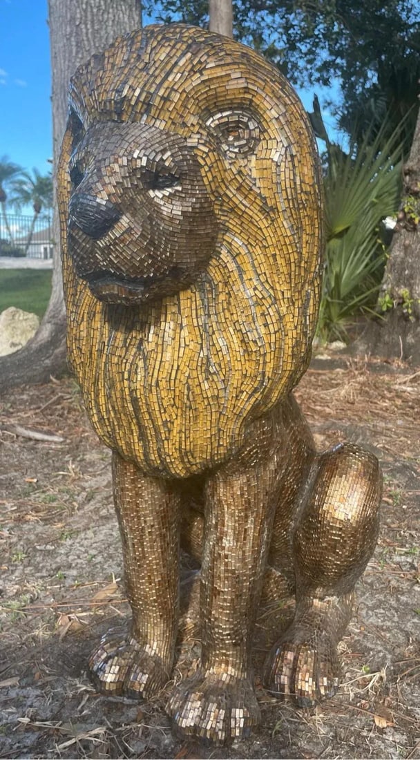 1990s Mosaic Glass Lion Floor Statue - 7