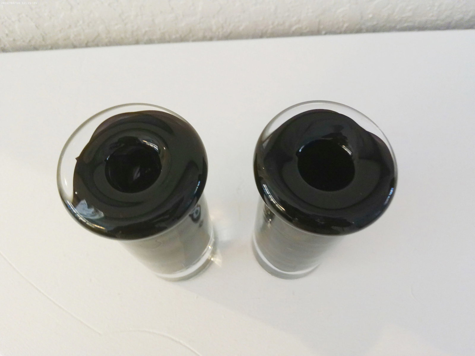 Vintage Kosta Boda Sweden Black Swirl Crystal Candle Holders, a Pair - 3