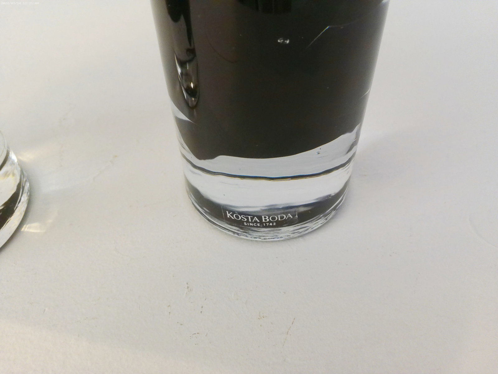 Vintage Kosta Boda Sweden Black Swirl Crystal Candle Holders, a Pair - 4